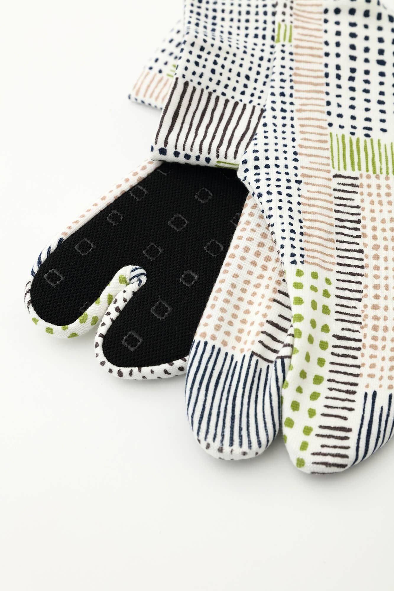 棉質圖案 彈性足袋襪/田野 ※防滑襪底