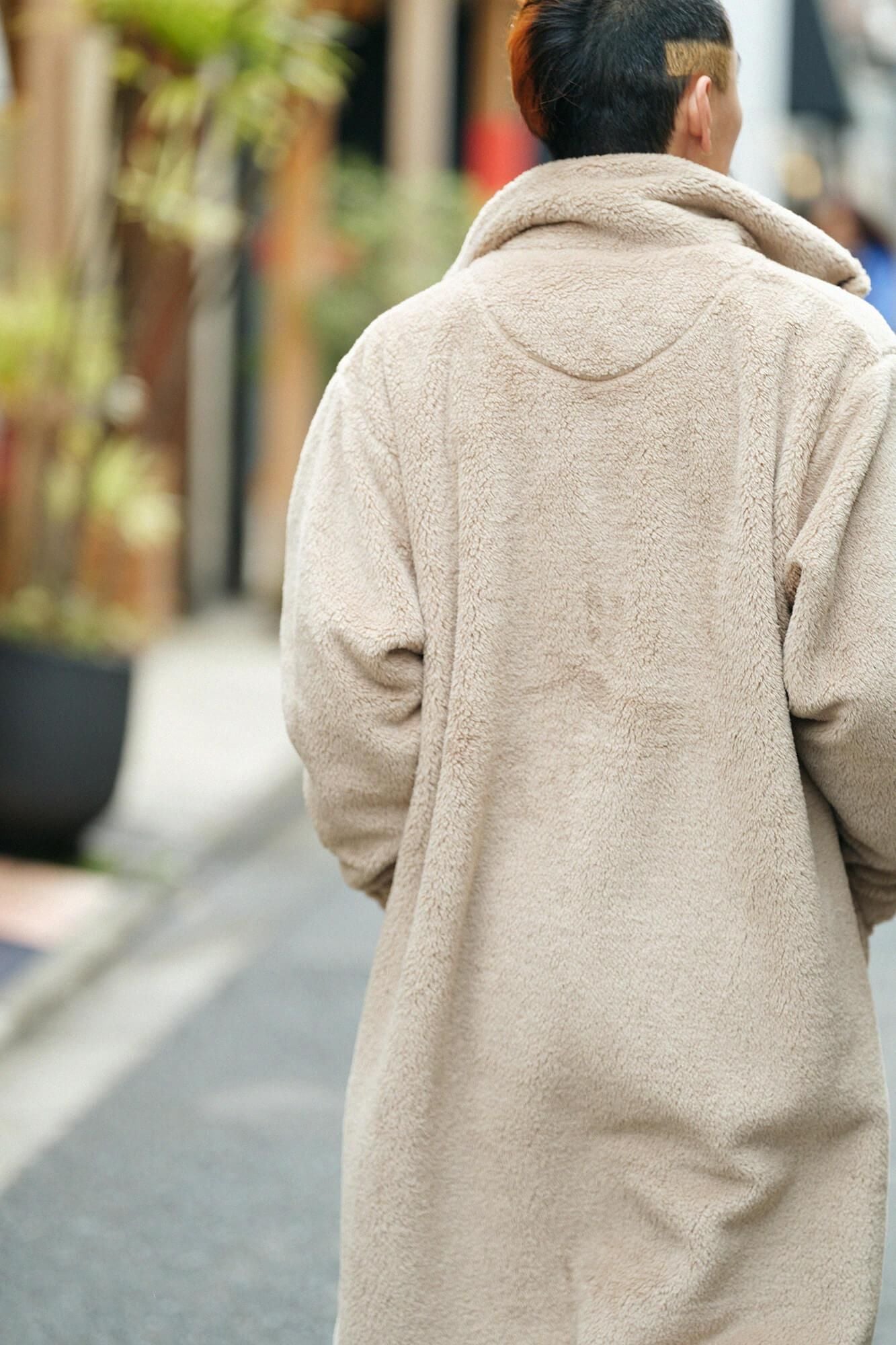 仿毛長袍/榛果色