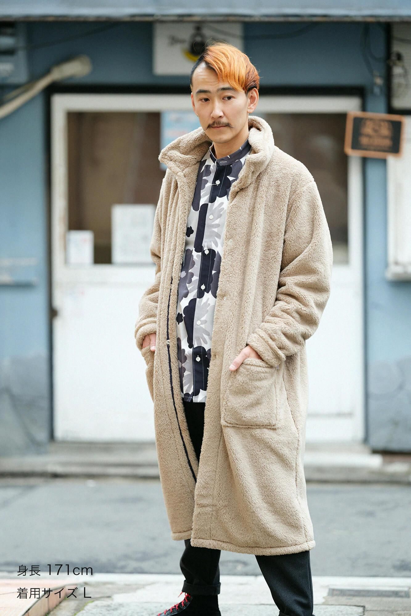 仿毛長袍/榛果色