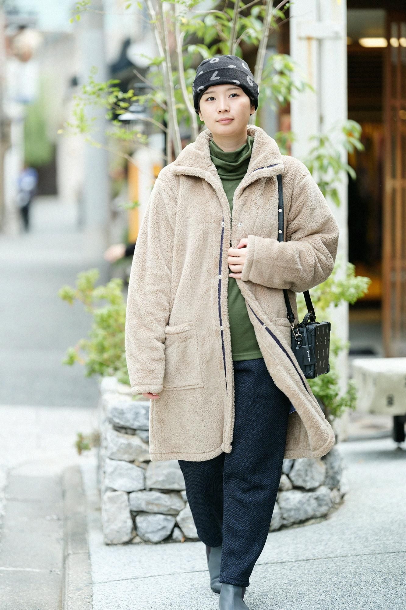 仿毛長袍/榛果色