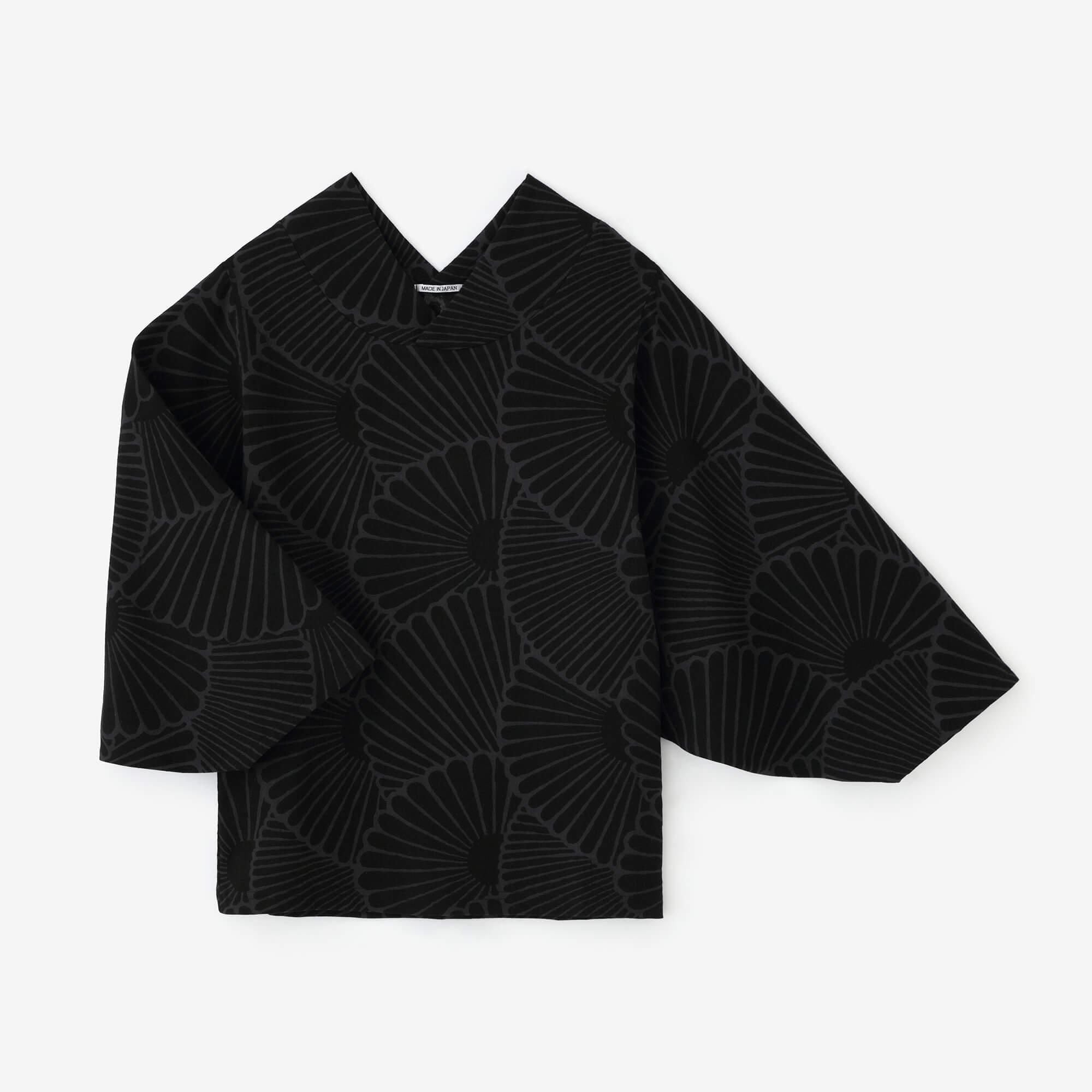 高島縮棉 40/40 和服領上衣/菊扇