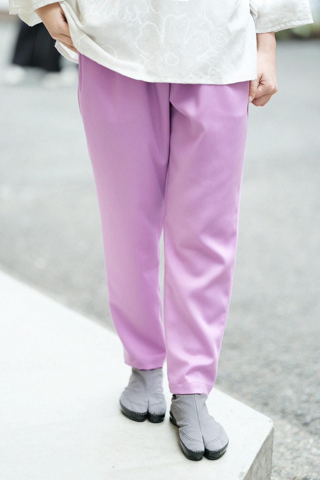 【net限定30%OFF】伸(しん) テンセル 二ノ襞(にのひだ) 細もんぺ/若紫(わかむらさき)