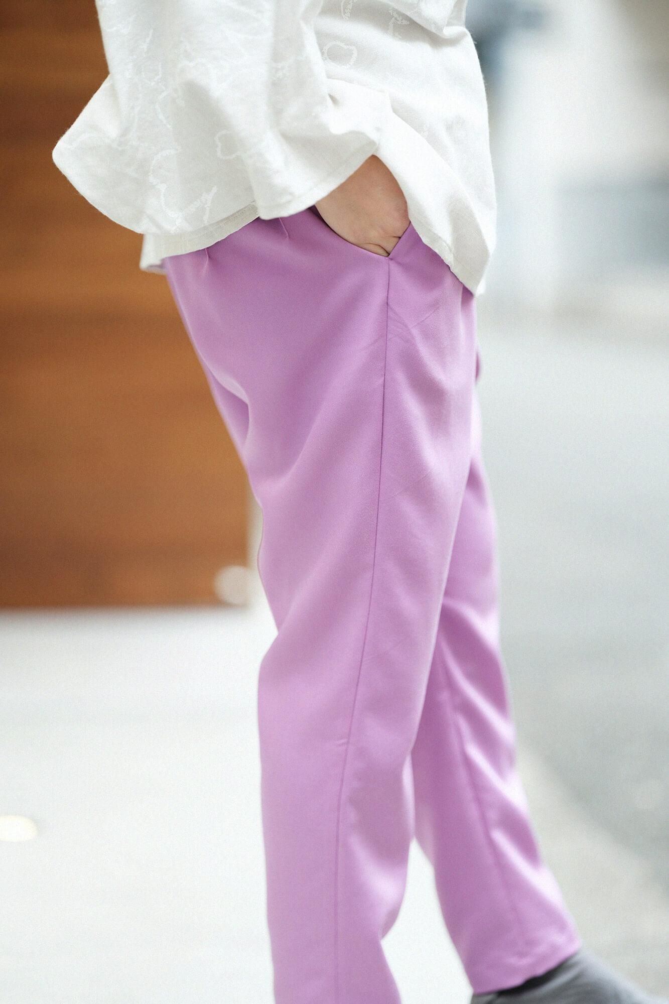 【net限定30%OFF】伸(しん) テンセル 二ノ襞(にのひだ) 細もんぺ/若紫(わかむらさき)