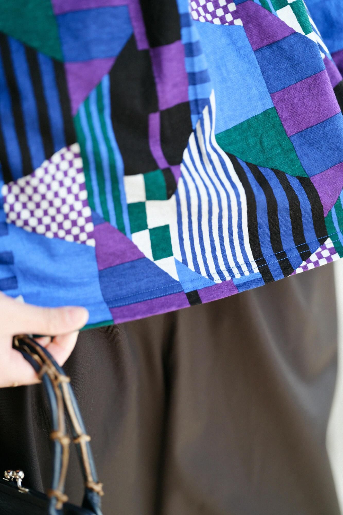 Naginata Pleated Shirt / Geometric Pattern