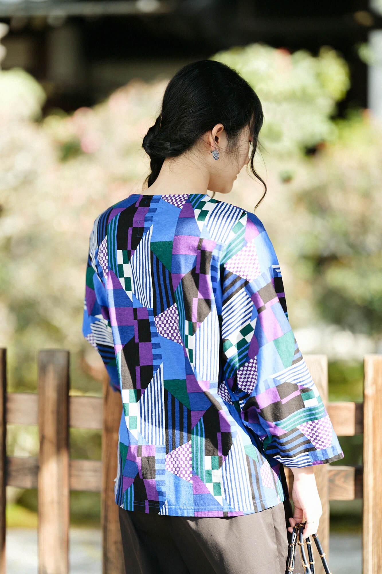 Naginata Pleated Shirt / Geometric Pattern
