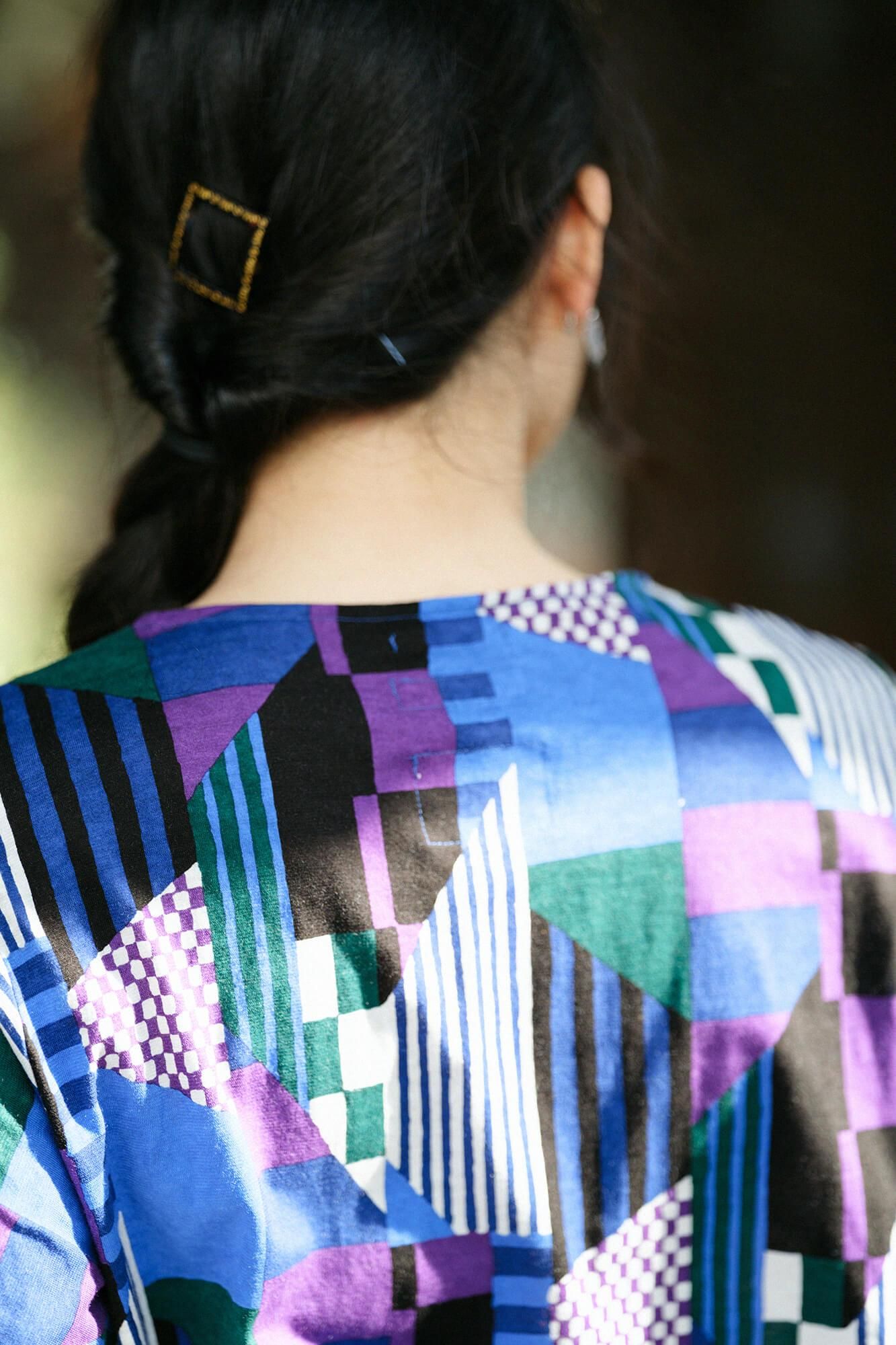 Naginata Pleated Shirt / Geometric Pattern