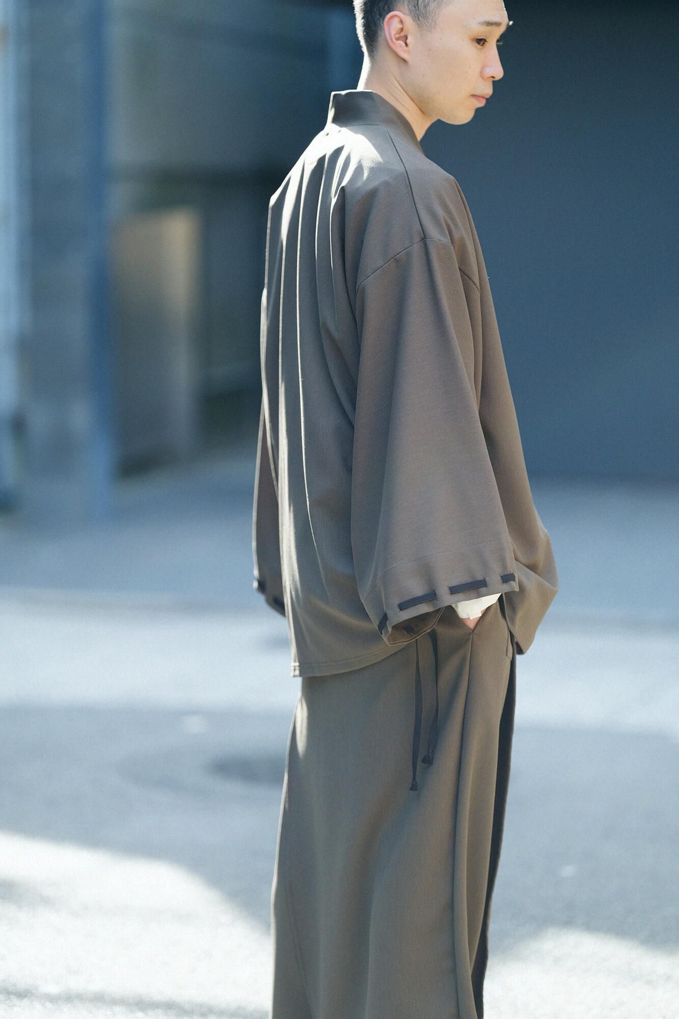 【net limited】Transition Basket Weave Rectangular Sleeve Earl Cardigan / Olive Green