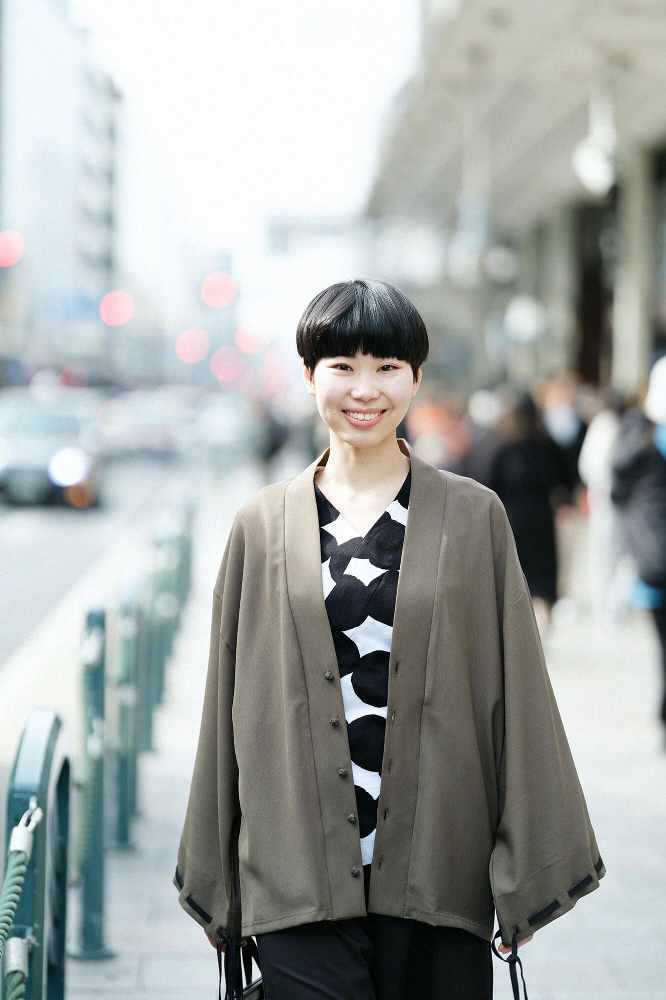 【net limited】Transition Basket Weave Rectangular Sleeve Earl Cardigan / Olive Green