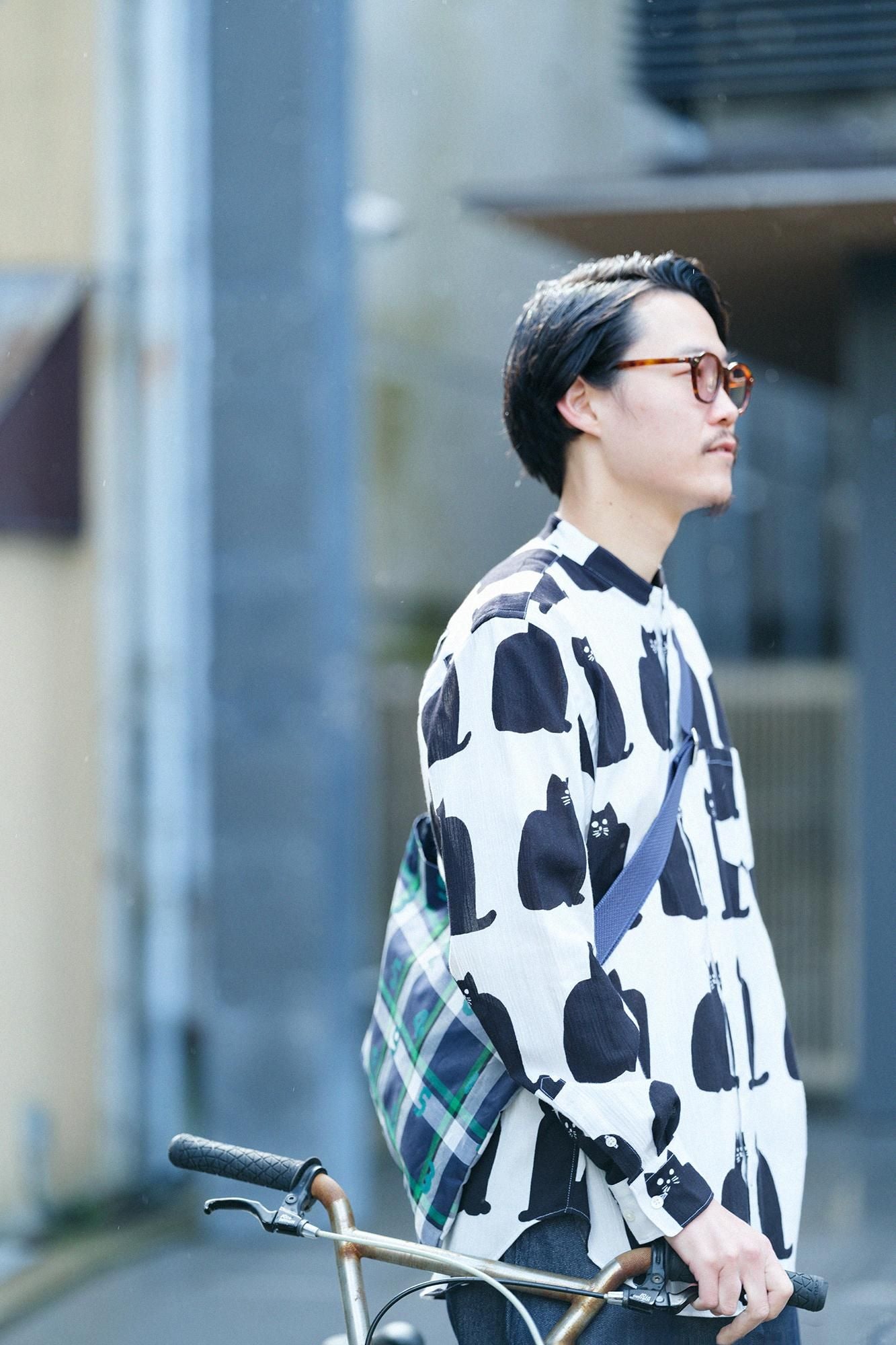 高島縮 20/20 スタンドカラーシャツ/きまぐれ