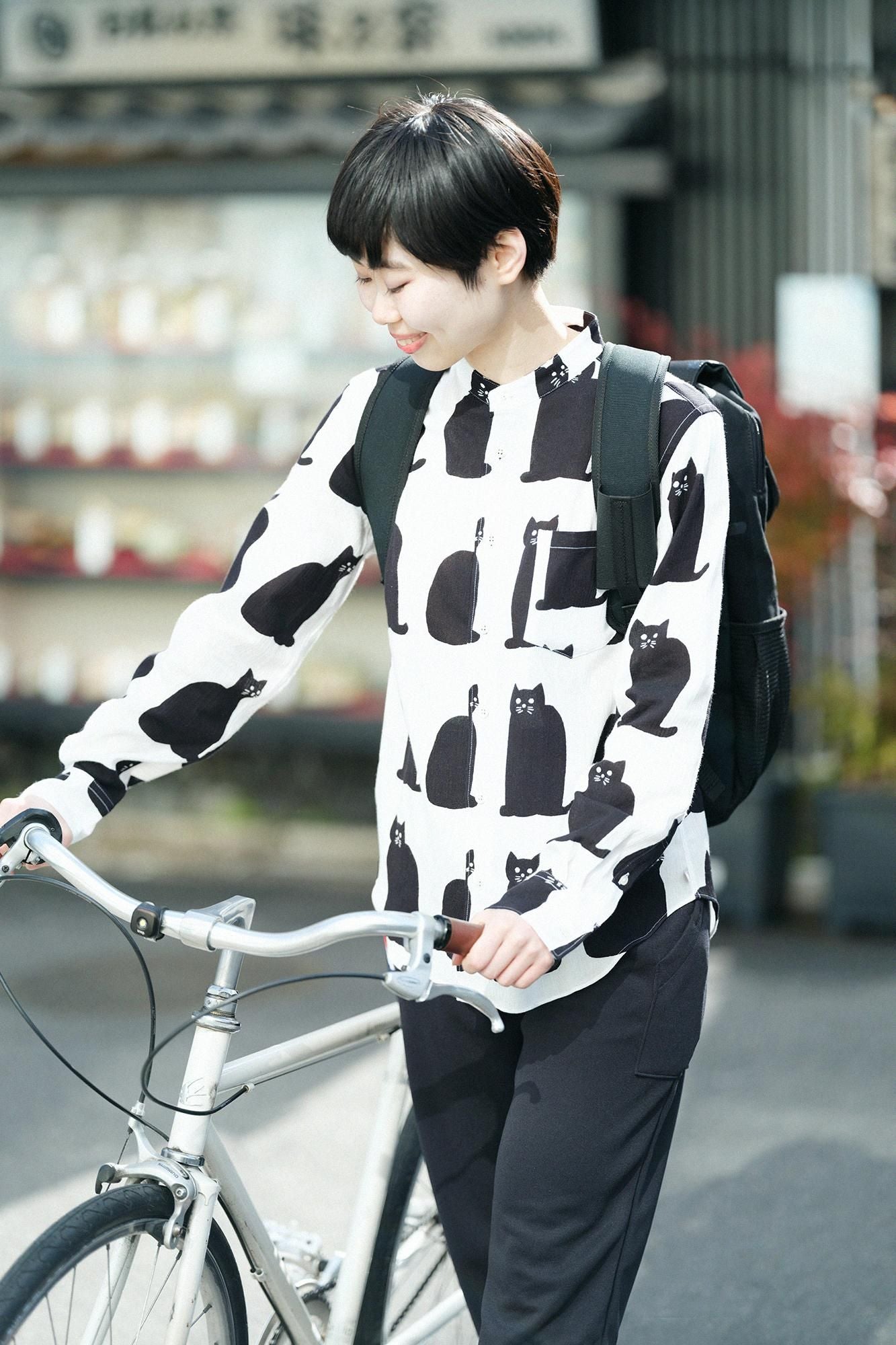 高島縮 20/20 スタンドカラーシャツ/きまぐれ