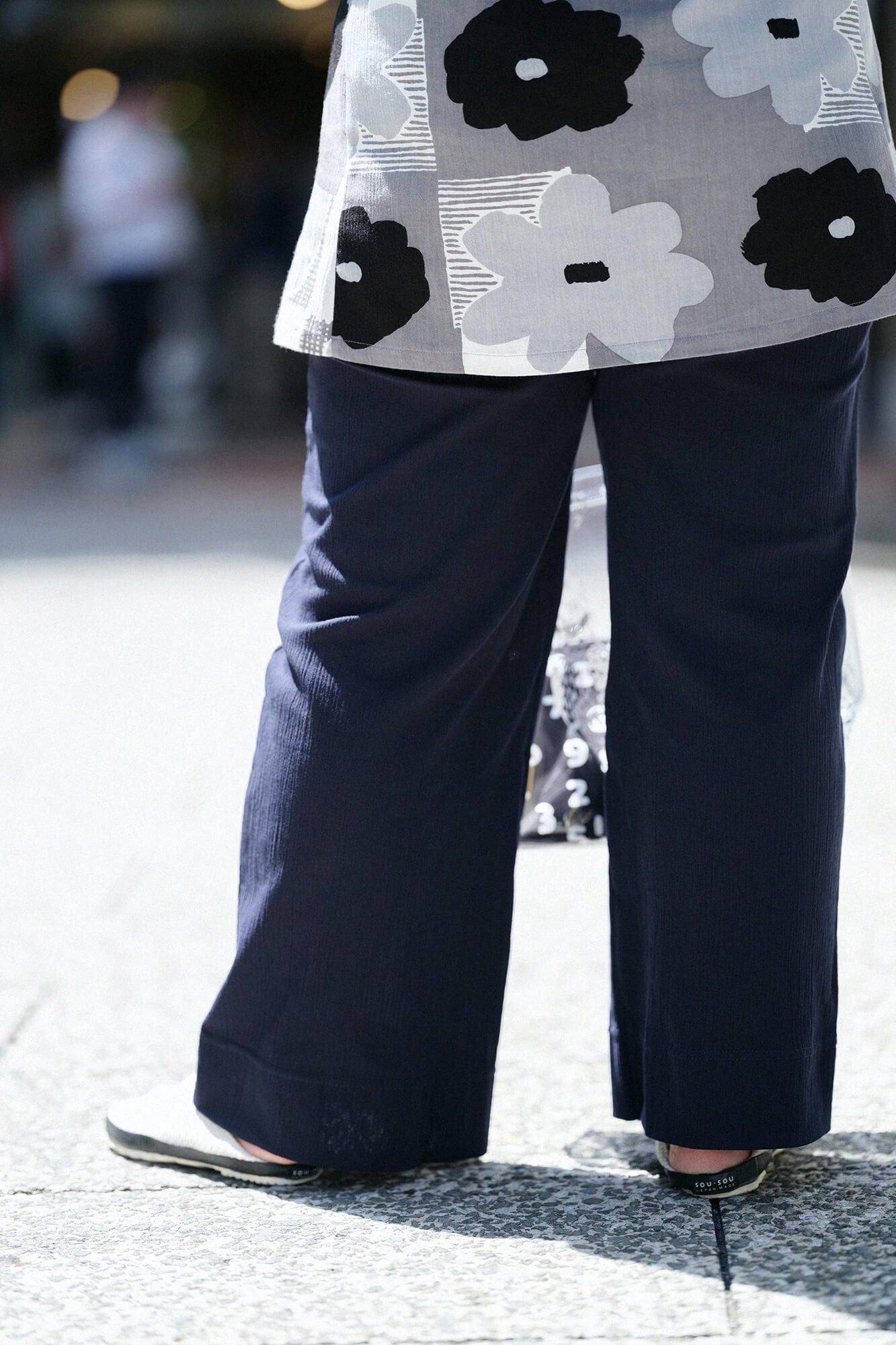 高島縮棉 20/20 闊腿褲/藍黑色