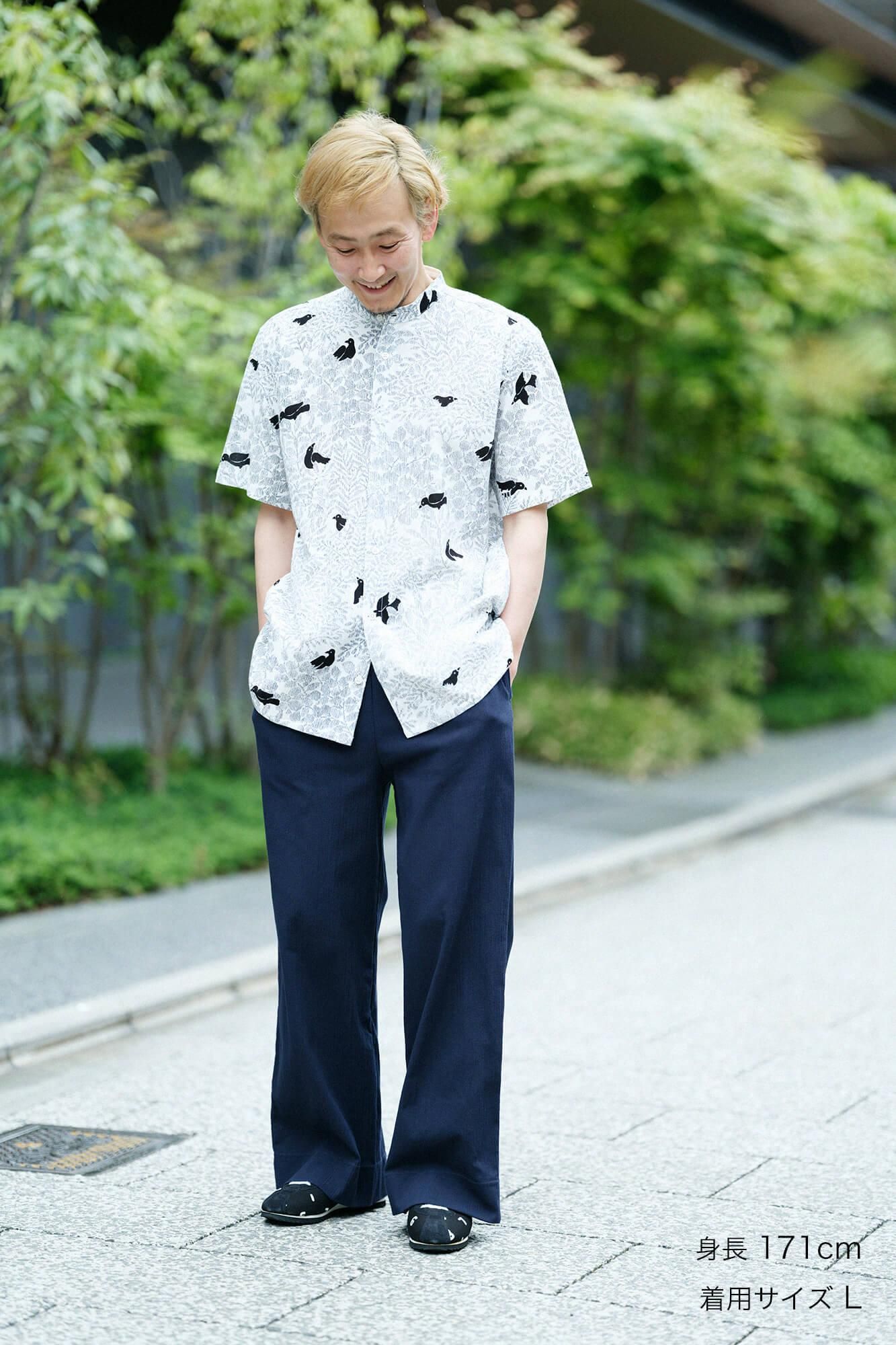 高島縮棉 20/20 闊腿褲/藍黑色