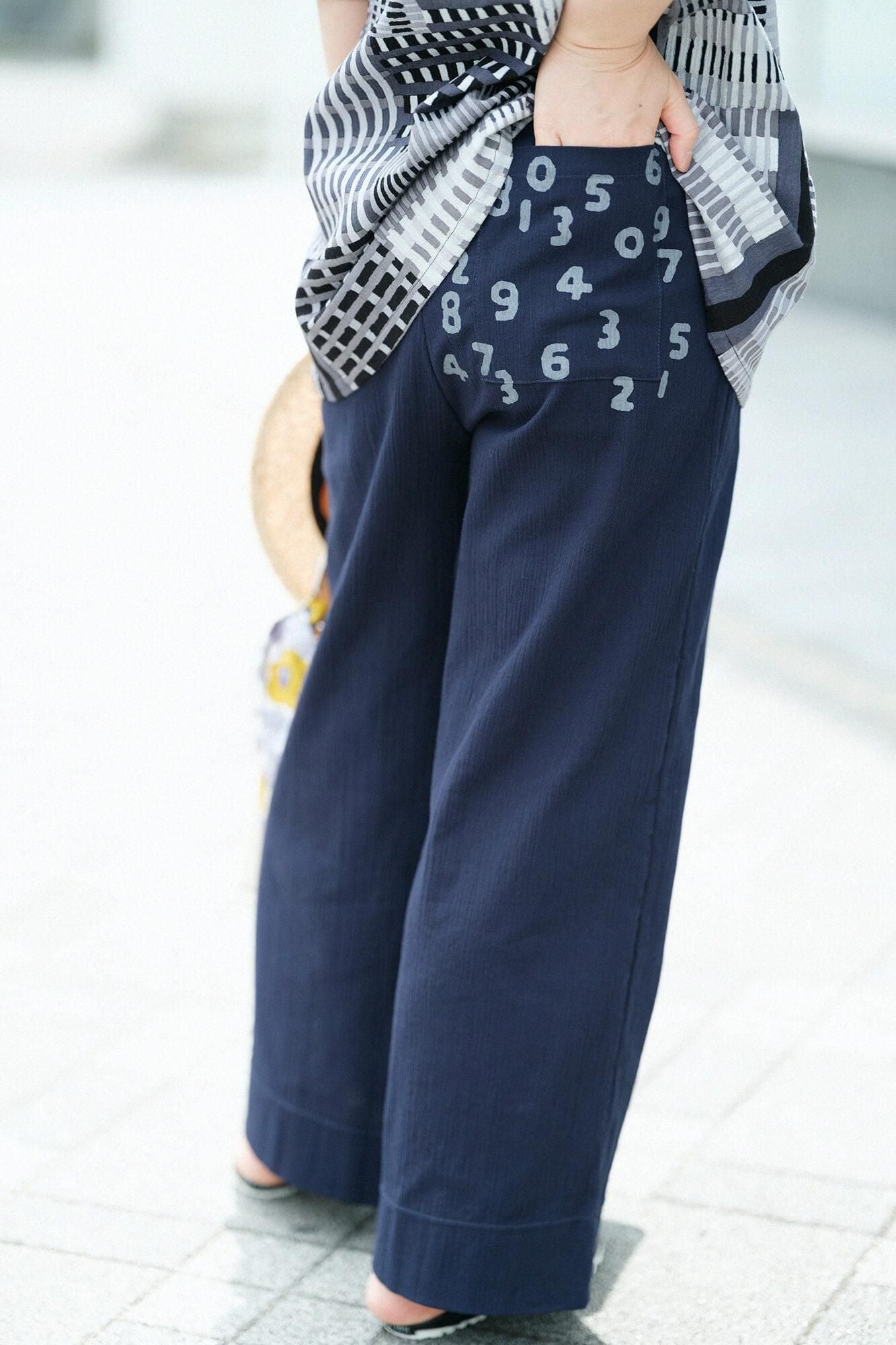 高島縮棉 20/20 闊腿褲/藍黑色