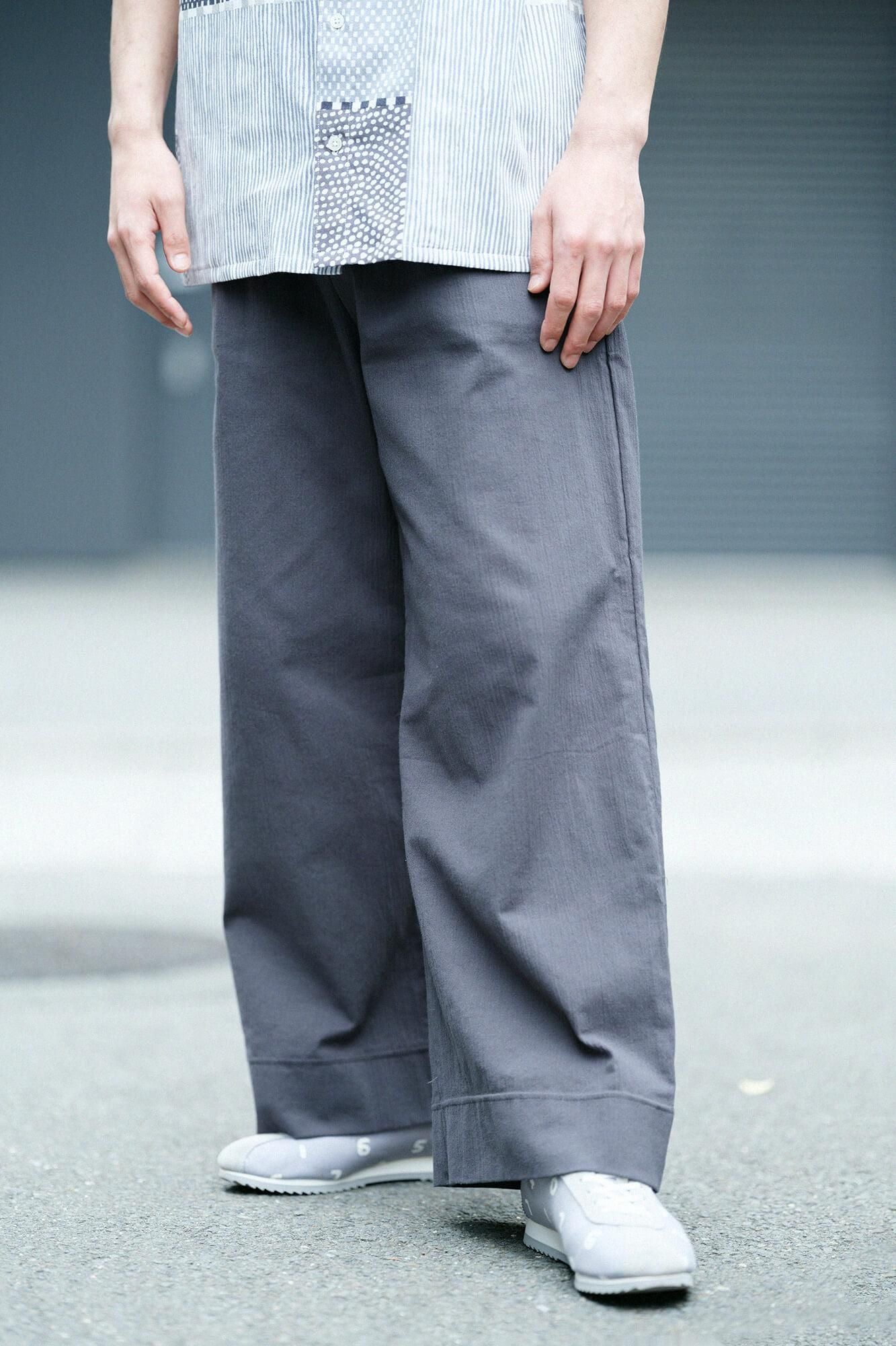 高島縮 20/20 ワイドパンツ/濃鉛(こいなまり)