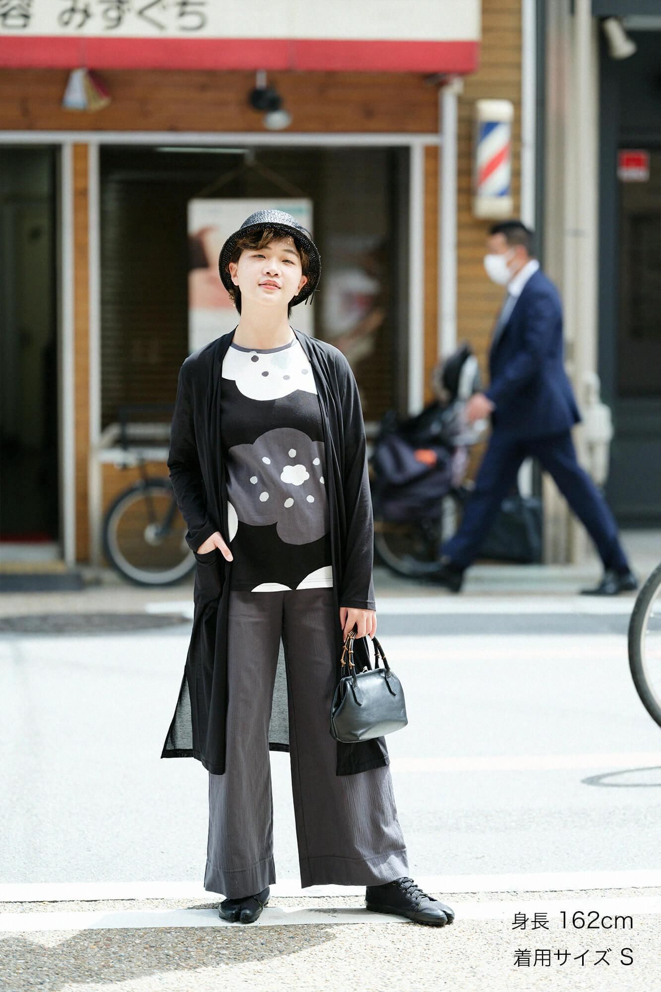 高島縮 20/20 ワイドパンツ/濃鉛(こいなまり)