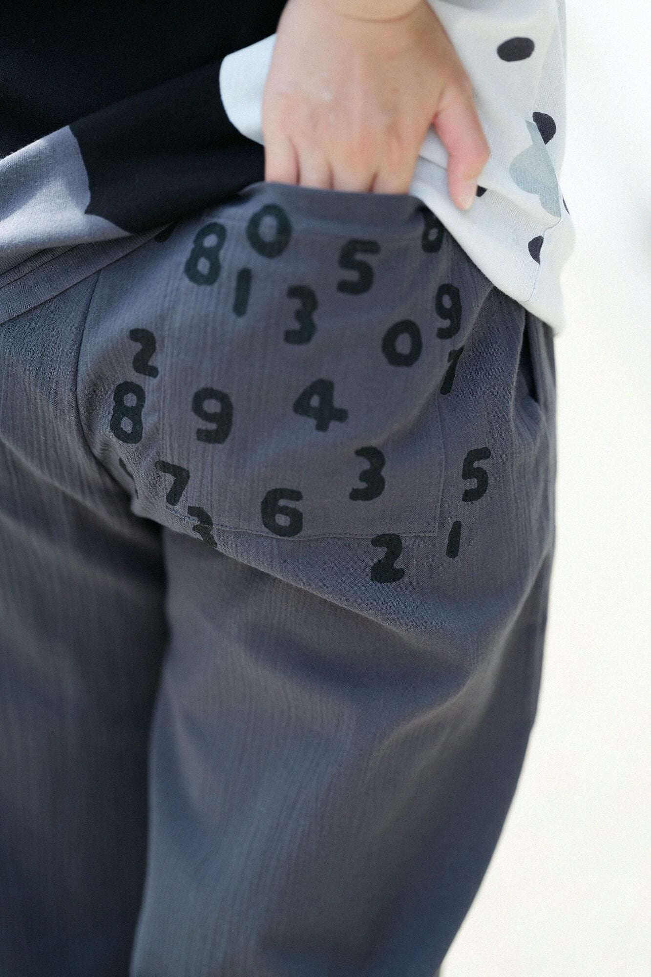 高島縮 20/20 ワイドパンツ/濃鉛(こいなまり)