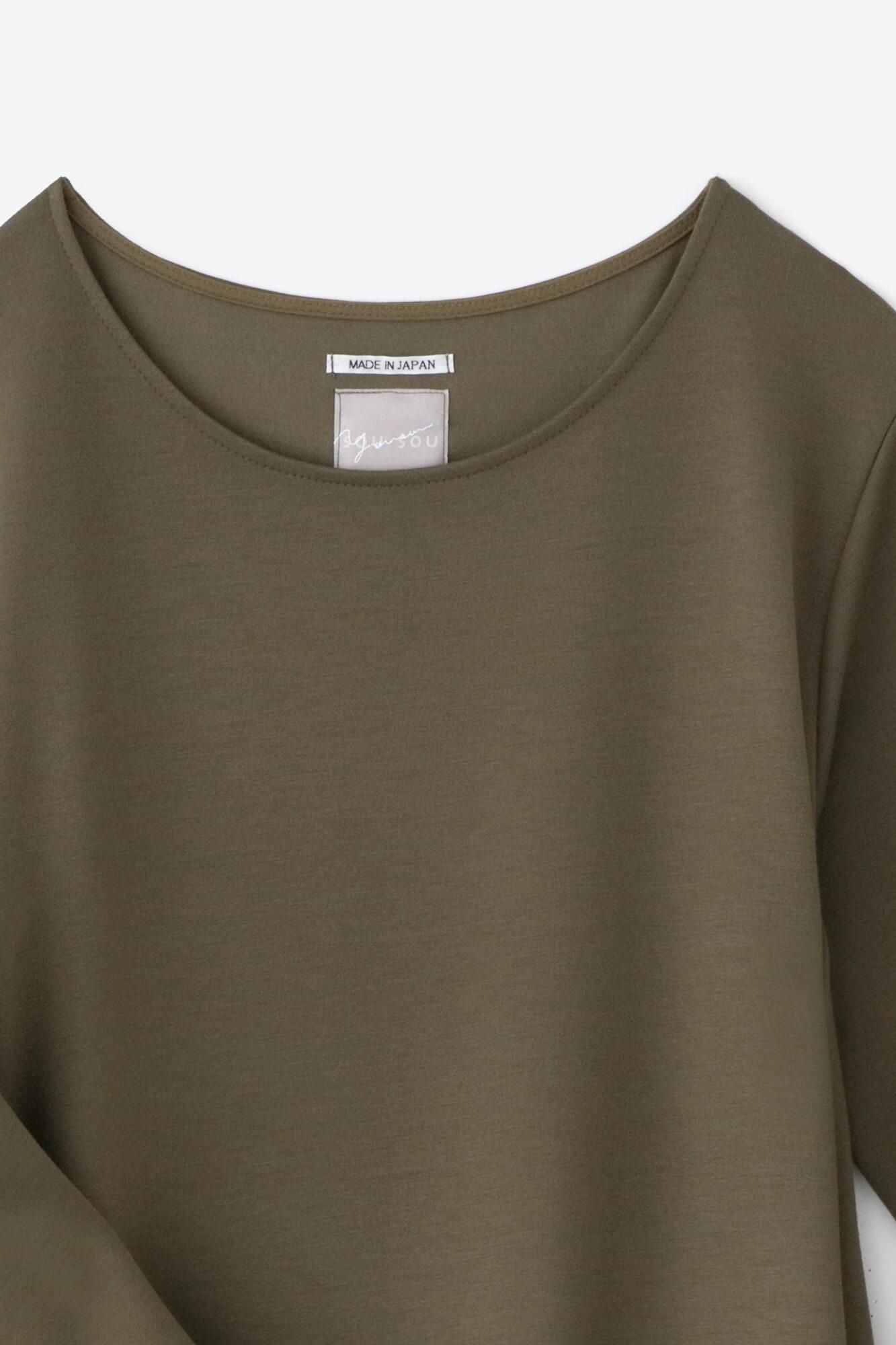 【官網限定】瓦楞針織長袖連身裙中長版/橄欖綠