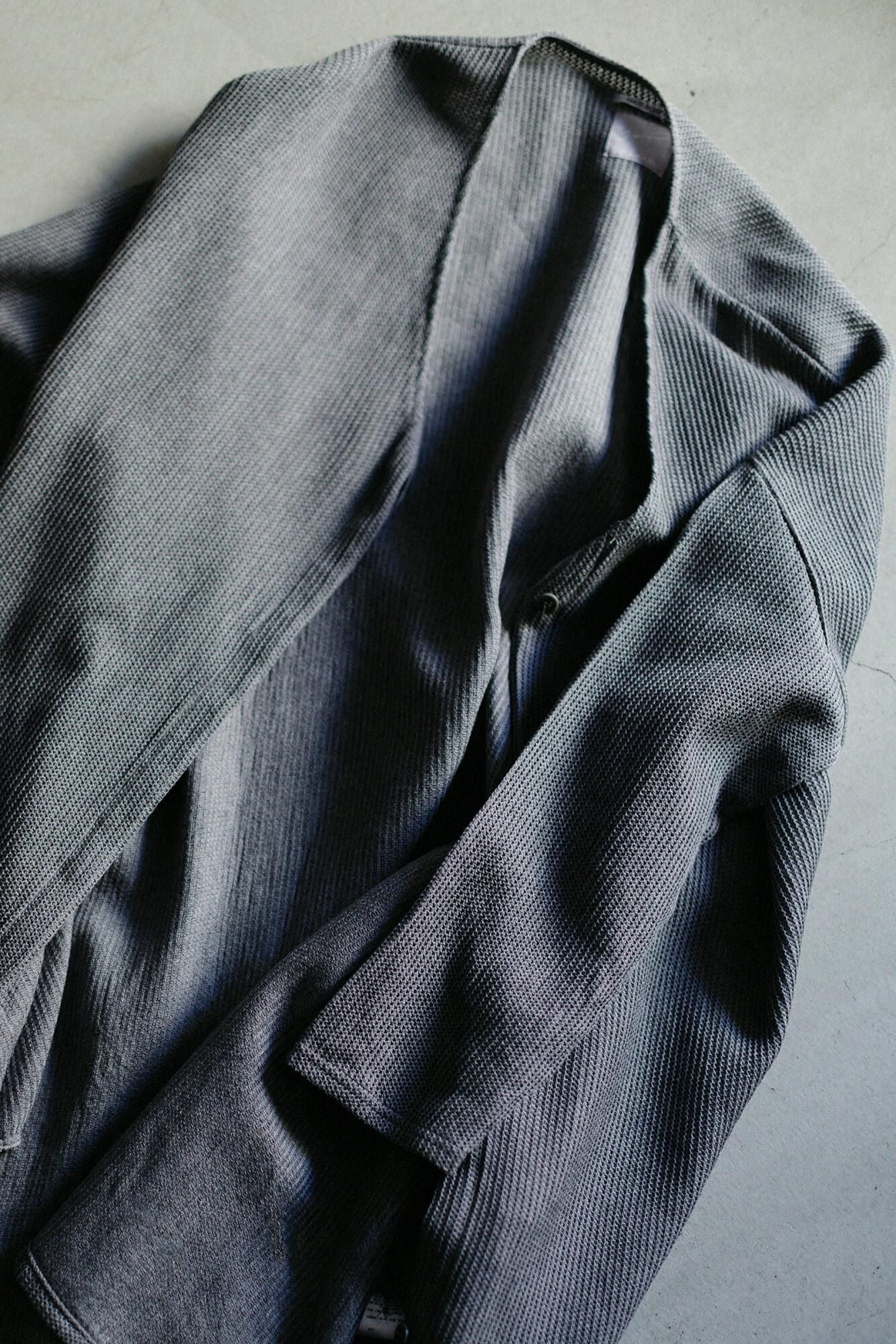 拉舍爾經編V領 輕型外套/薄灰色