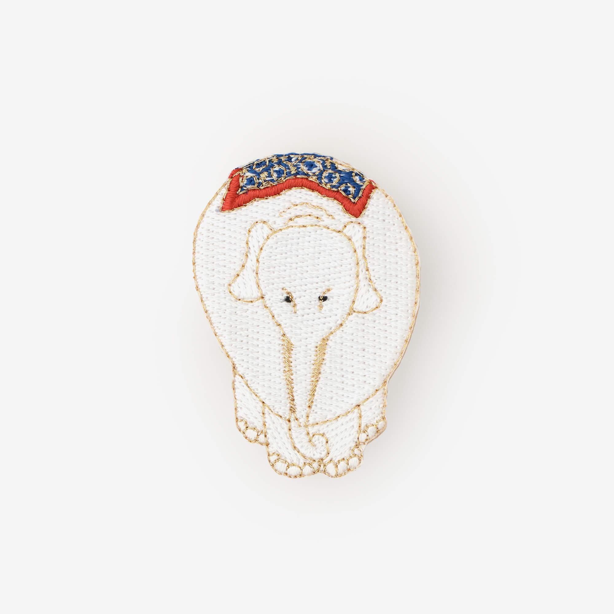 Embroidery Brooch / Jakuchu, Birds and Animals in the Flower Garden-Recreation Elephant