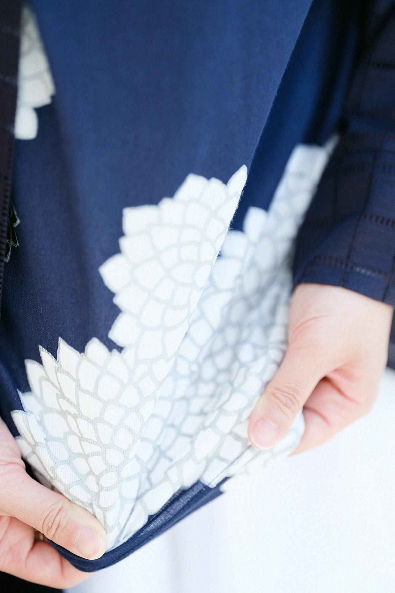 高島縮棉 40/40 短袖上衣/雲間菊良夜