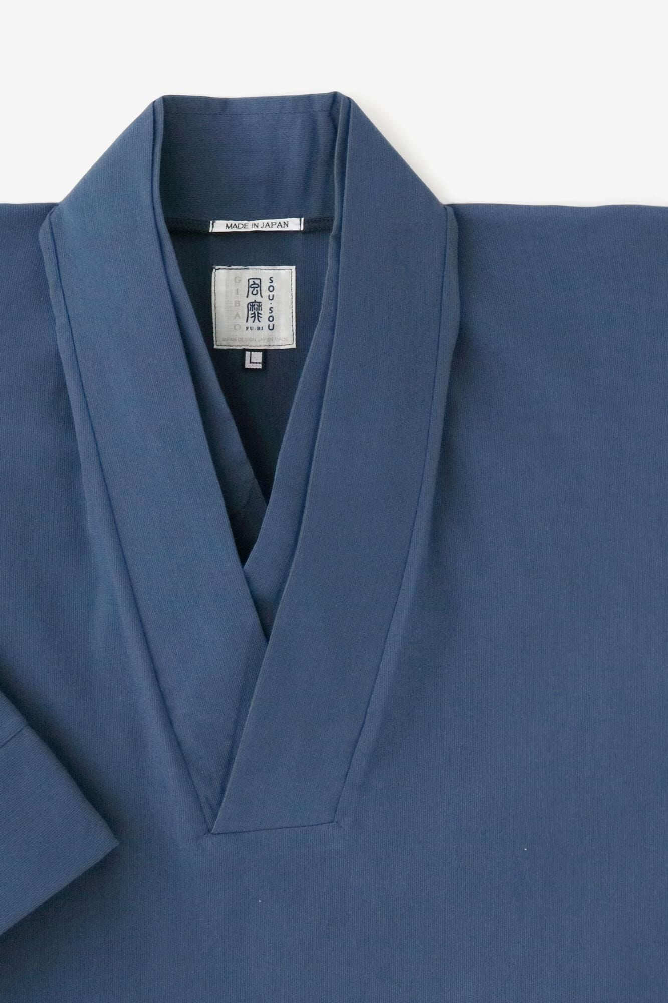 高島縮棉 40/40半衿風靡/灰藍色