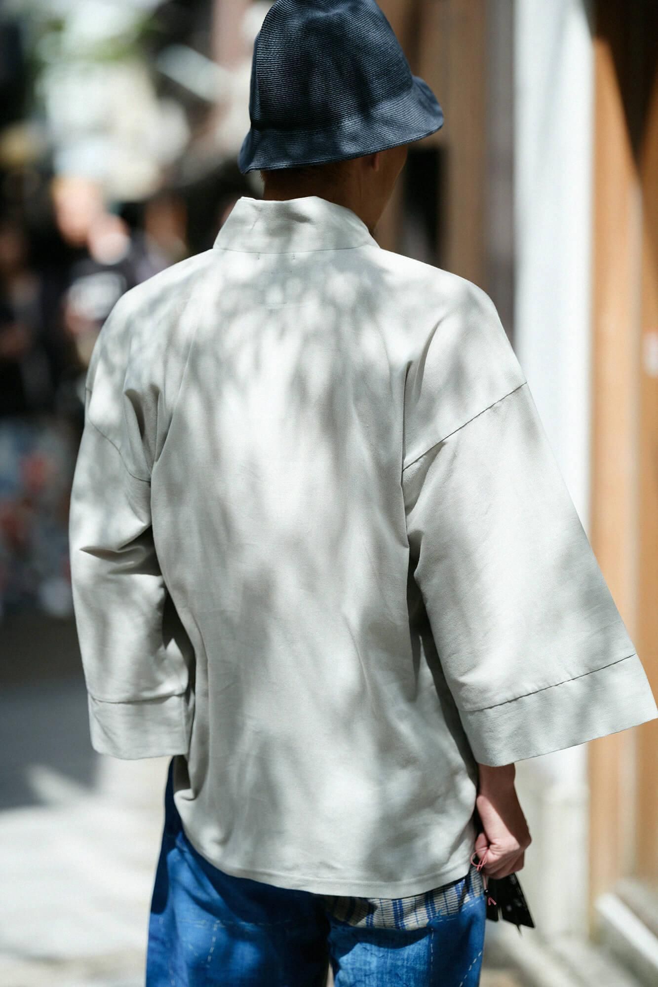 高島縮 40/40 半衿風靡(はんえりふうび)/銀鼠(ぎんねず)