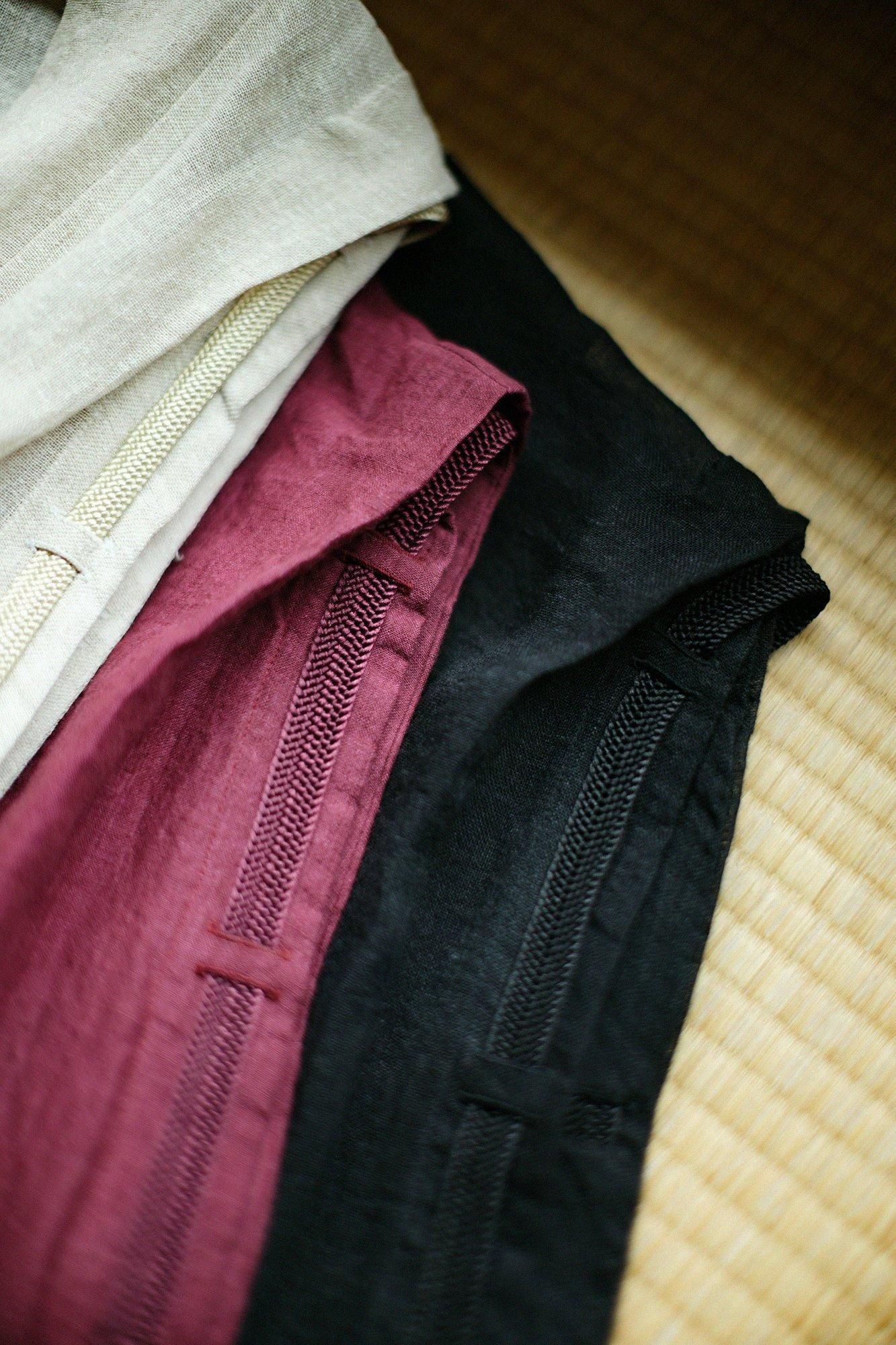 Linen Linen-washi Blended Jinbaori Shoulder Tuck Long / Raw White