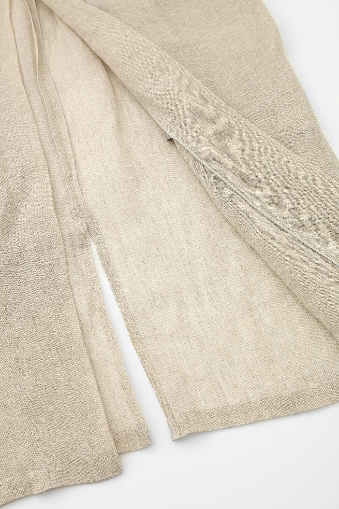 Linen Linen-washi Blended Jinbaori Shoulder Tuck Long / Raw White