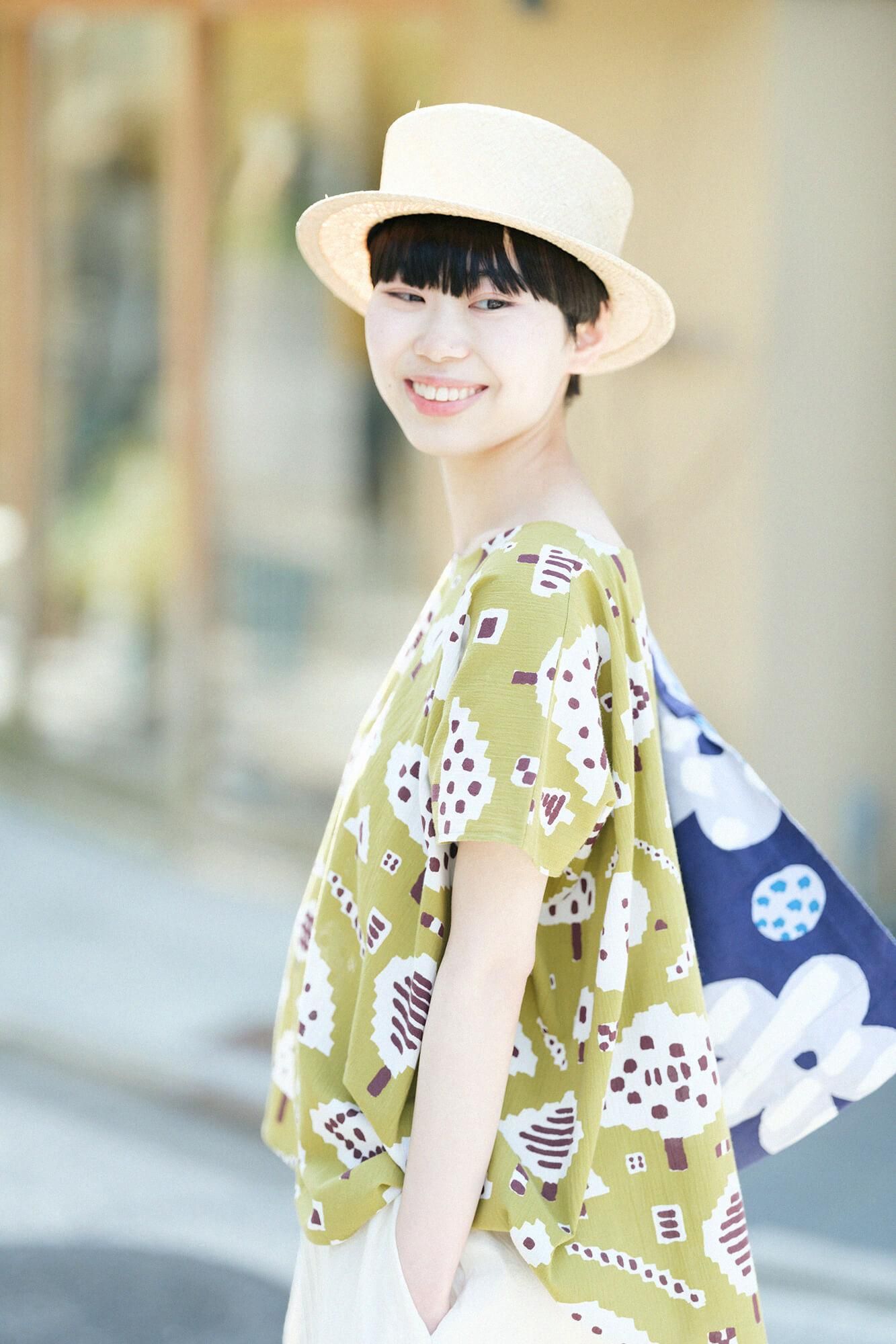 Raffia_Ajiroami (Ajiroami) 平顶帽/白色