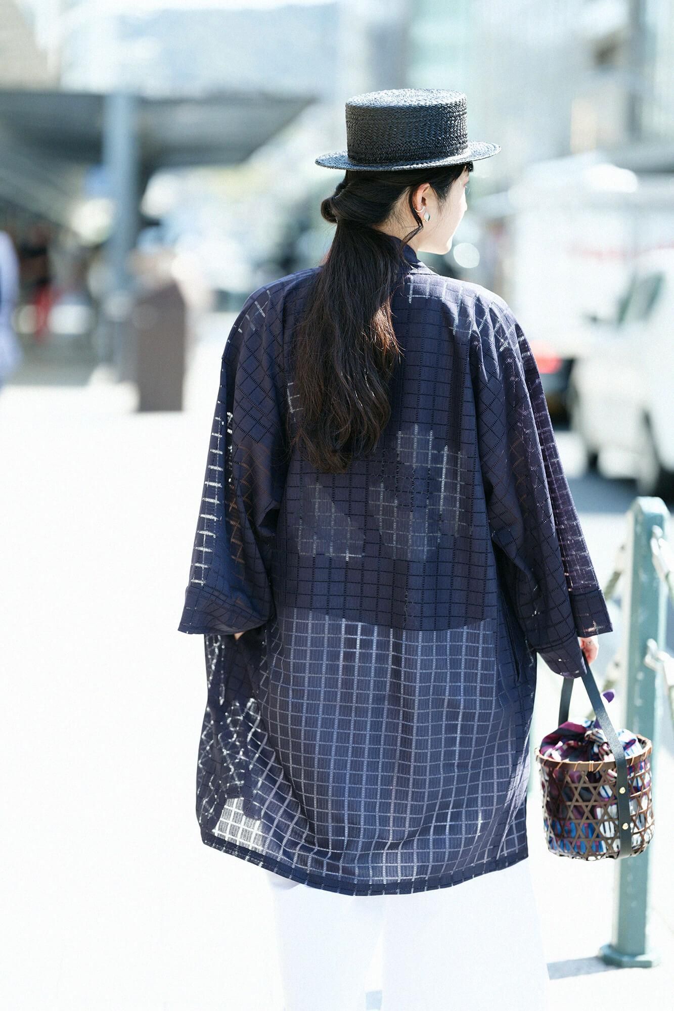 Raffia_ajiro针织(Ajiro ami)cancan帽子/木羽毛颜色(木材)