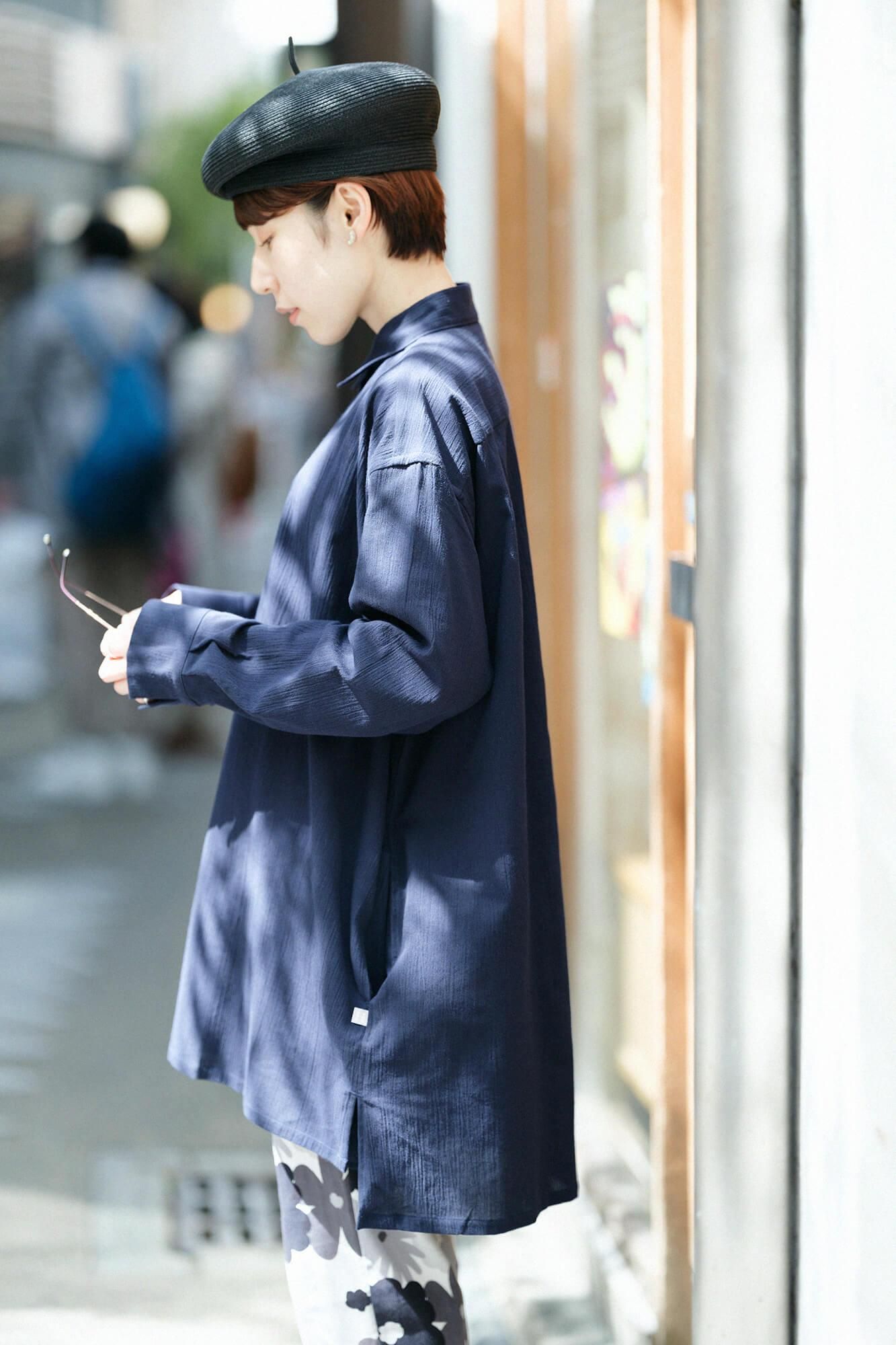 타카시마치지미 20/20 그란 튜닉셔츠/남색