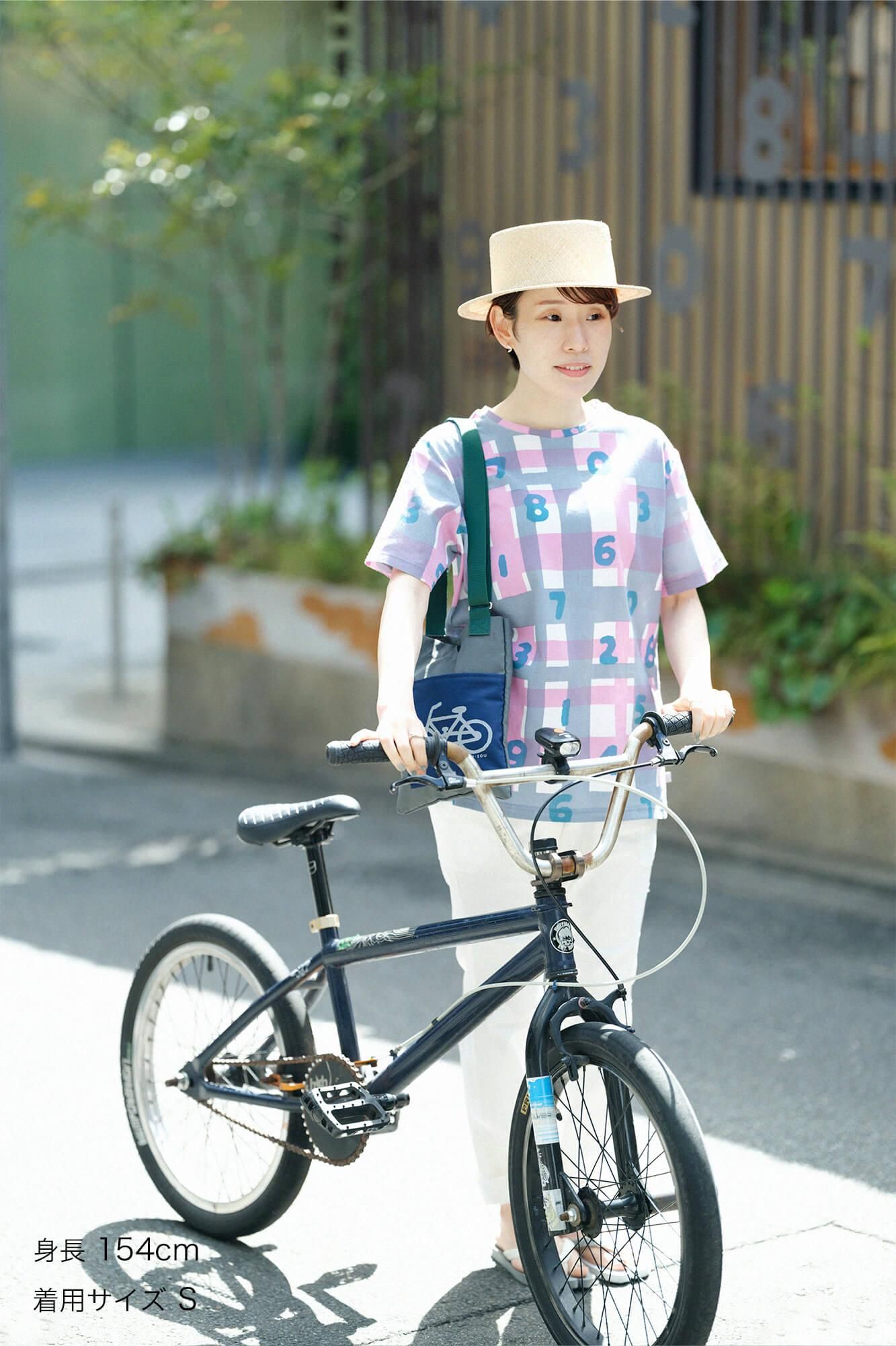 Chizimi Cotton 40/40 Short Sleeve T-shirt / SO-SU-U and Random Lattice Pink