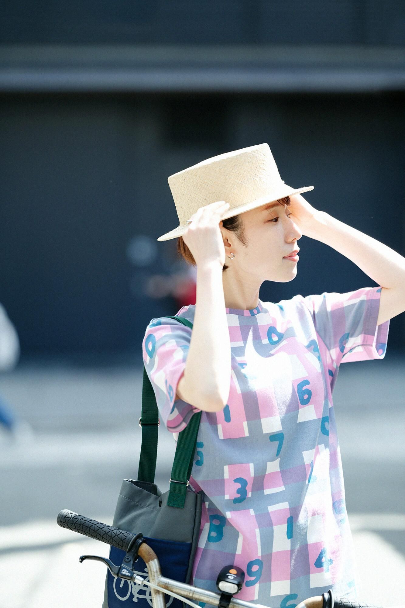 Chizimi Cotton 40/40 Short Sleeve T-shirt / SO-SU-U and Random Lattice Pink