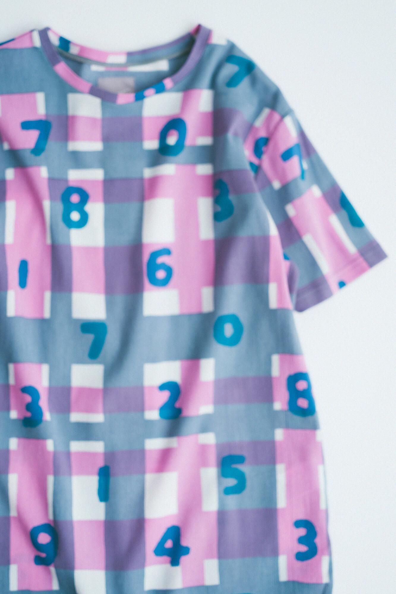 Chizimi Cotton 40/40 Short Sleeve T-shirt / SO-SU-U and Random Lattice Pink