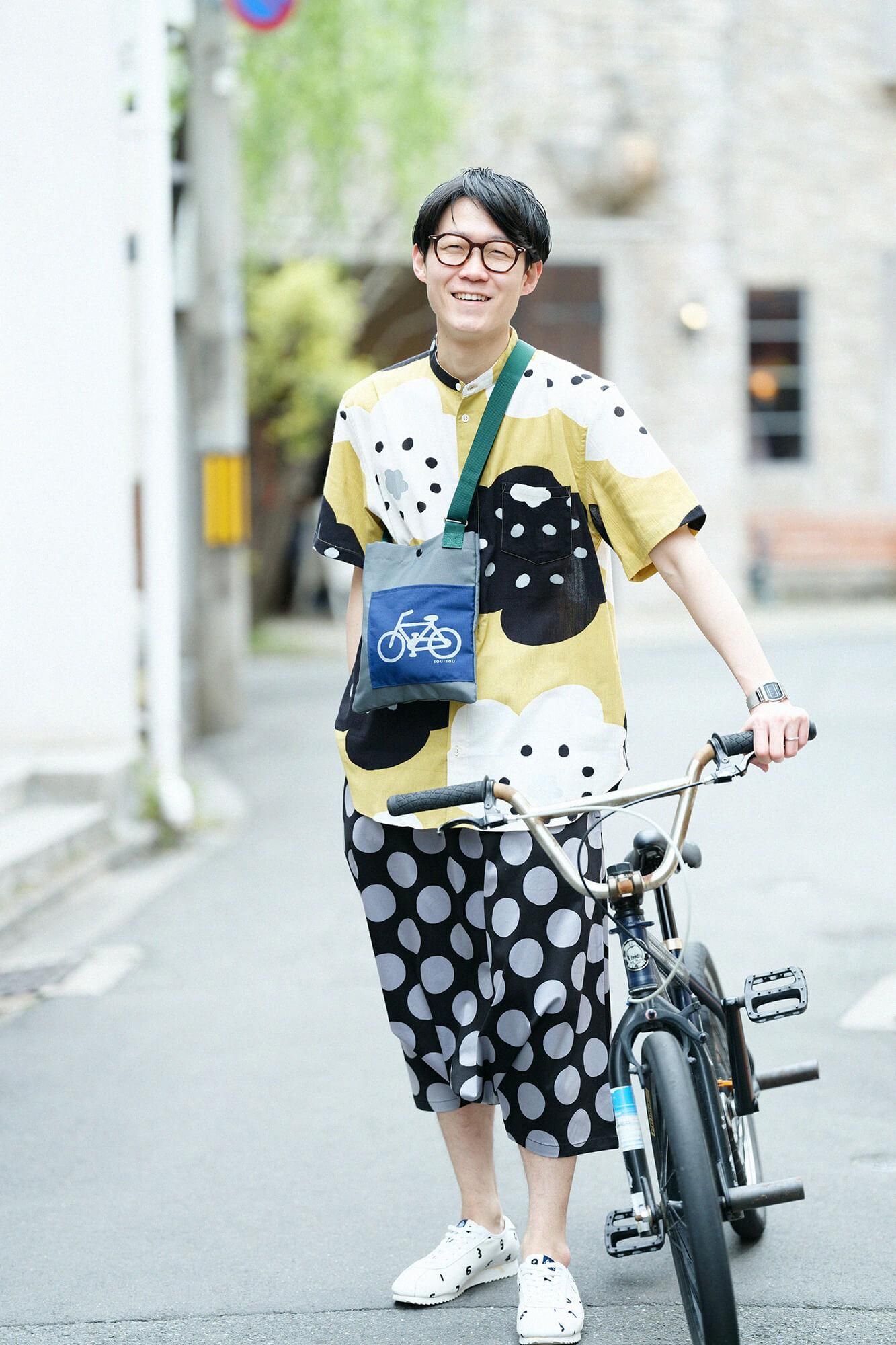 ナイロンサコッシュ 小/チャリンコ 鉛色(なまりいろ)