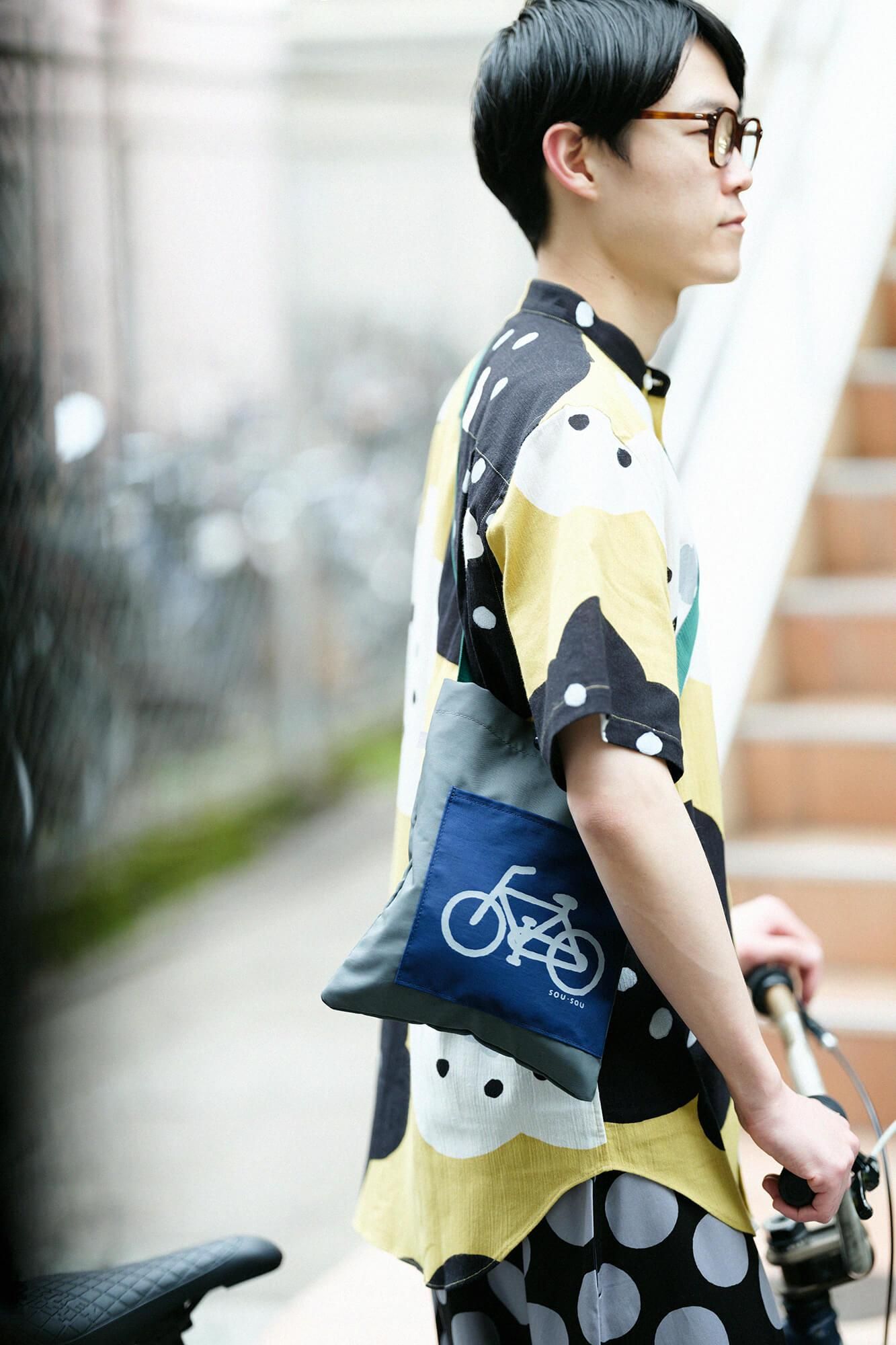 ナイロンサコッシュ 小/チャリンコ 鉛色(なまりいろ)