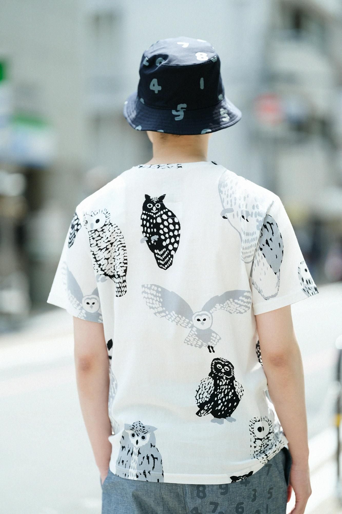 高島縮棉 40/40 短袖T-shirt/貓頭鷹