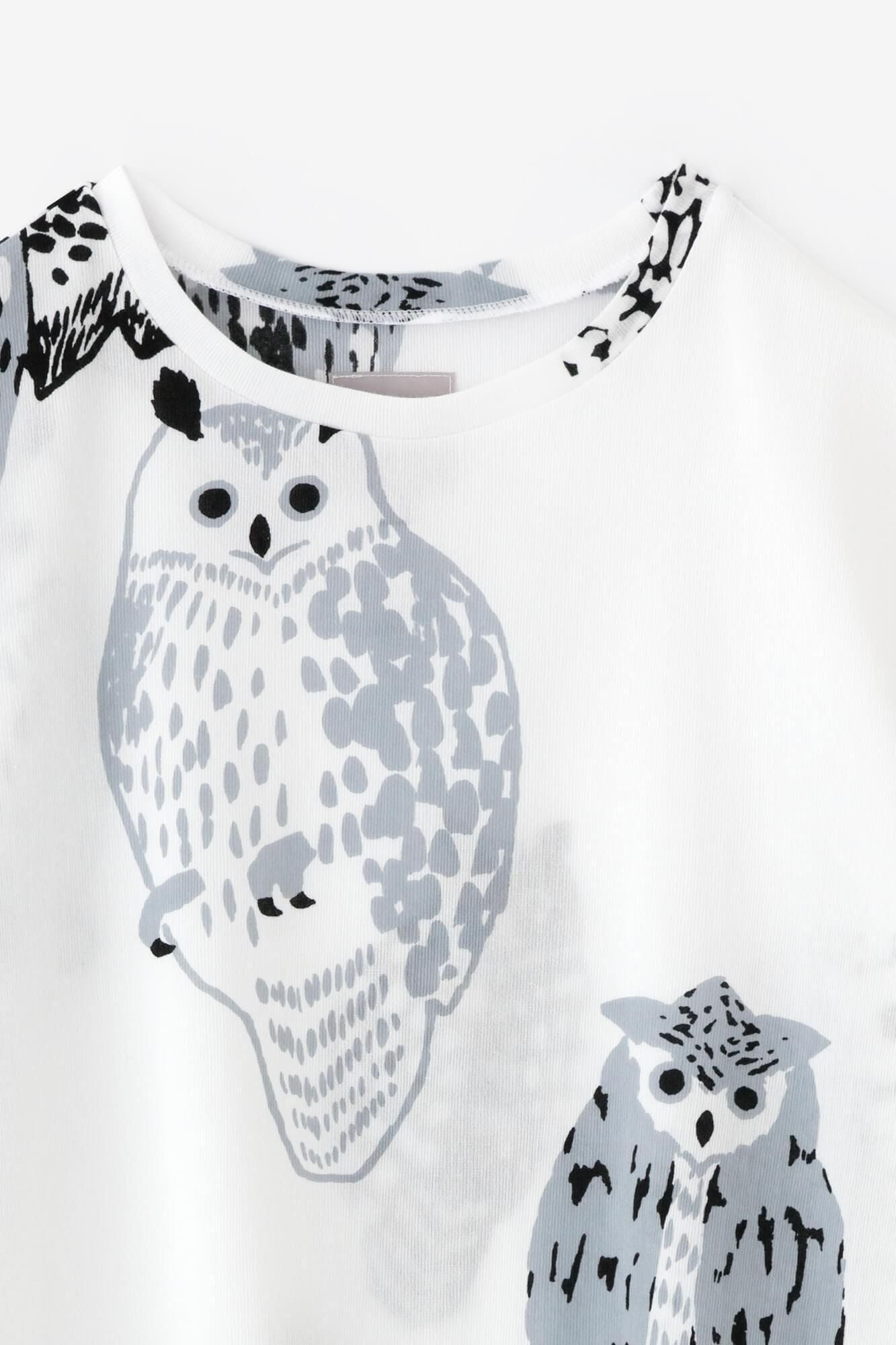 高島縮棉 40/40 短袖T-shirt/貓頭鷹