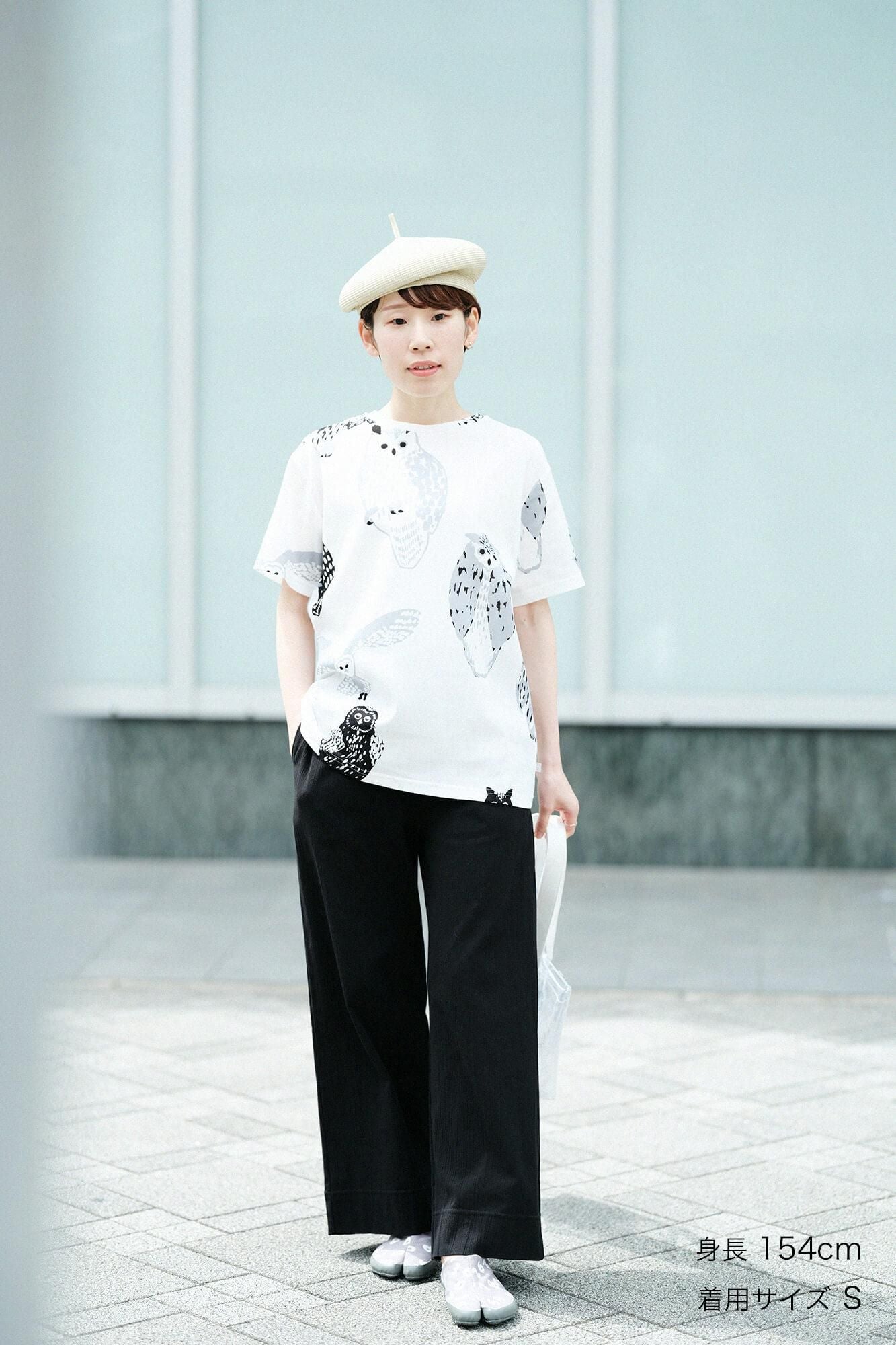 高島縮棉 40/40 短袖T-shirt/貓頭鷹