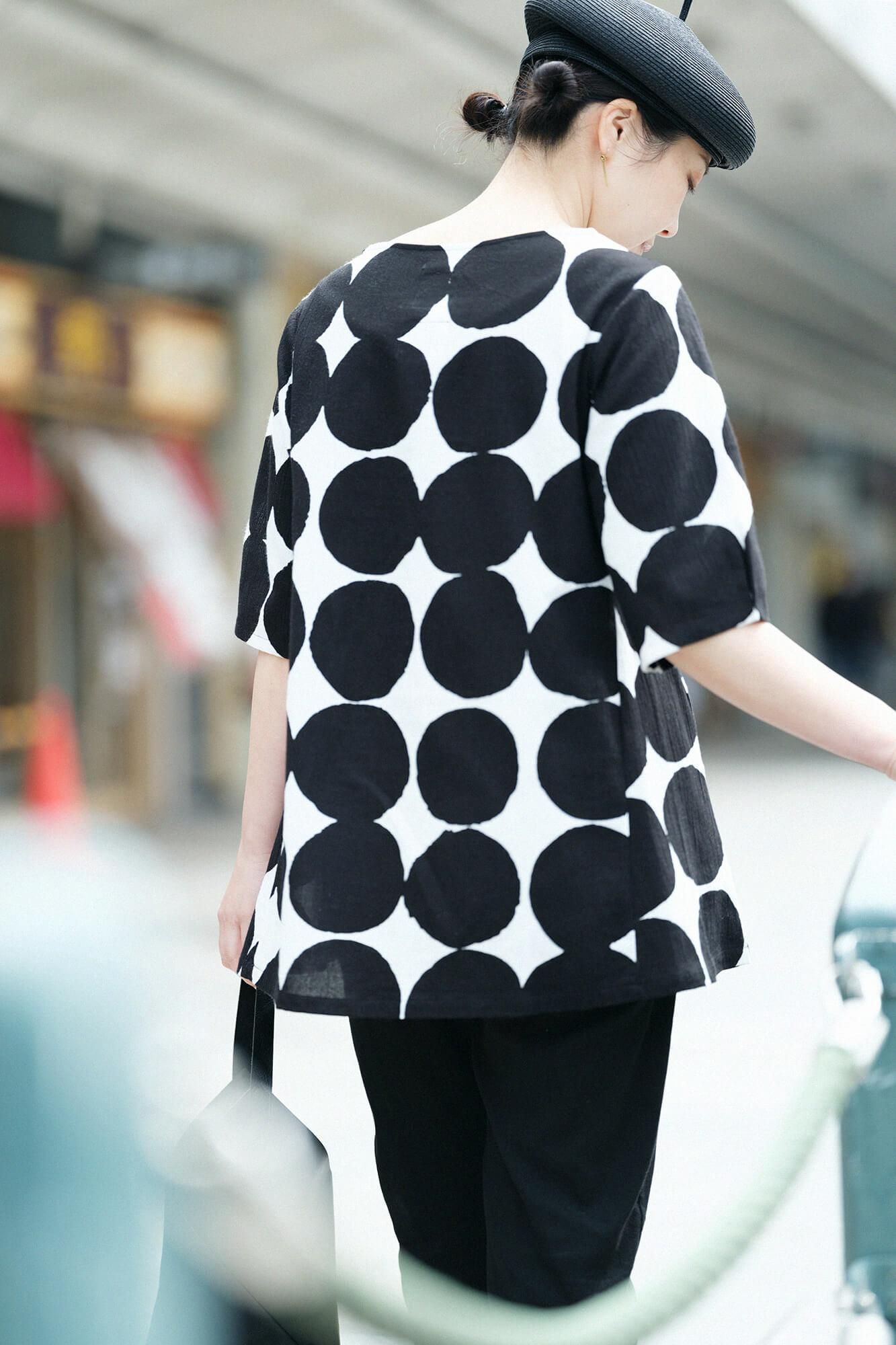 Chizimi Cotton 20/20 Elbow Length Sleeve Tunic / Marbles