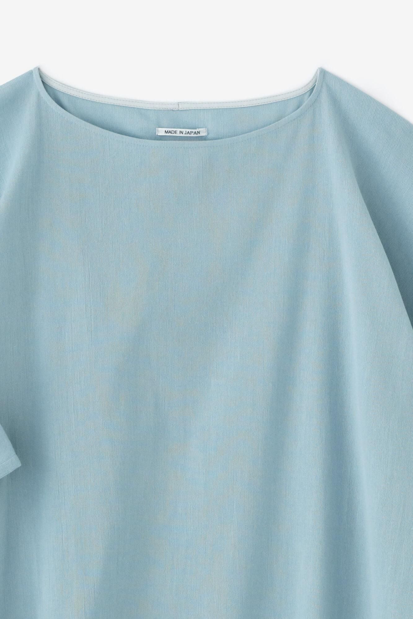 타카시마치지미 40/40 히라소데 보트넥 원피스/ Light Celadon (Ususeiji)