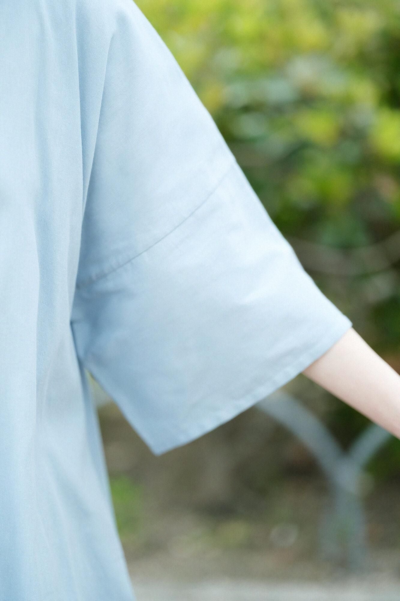 타카시마치지미 40/40 히라소데 보트넥 원피스/ Light Celadon (Ususeiji)