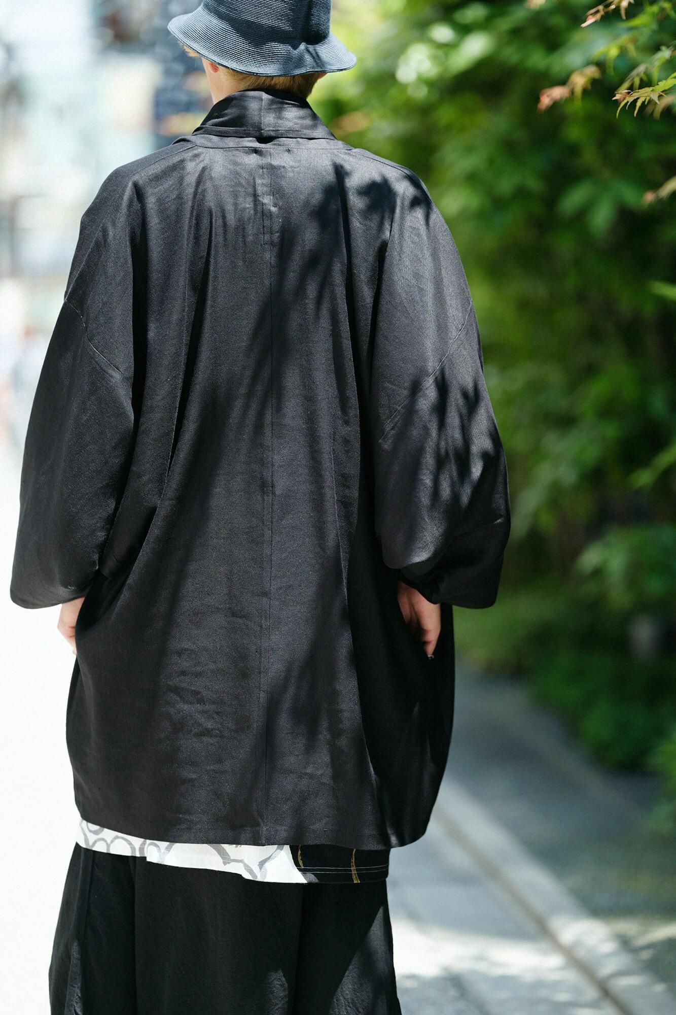 亚麻,伸展牛仔布,莫吉里袖子,短衣服,单(hithoe)/湿羽毛(螺母)