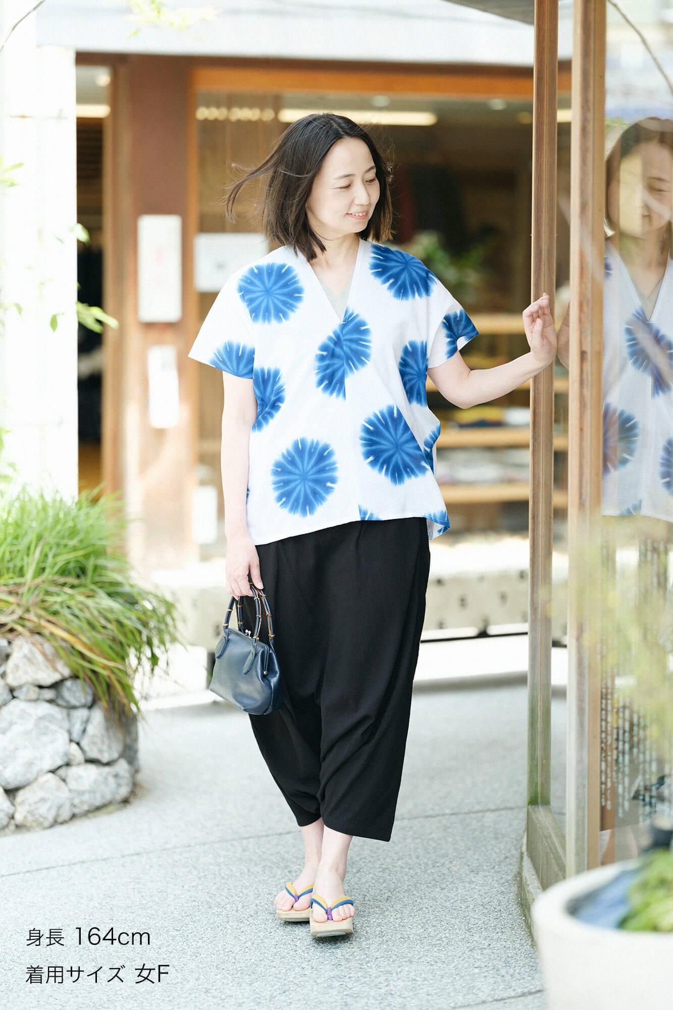 伊勢木棉 有松鳴海紮染 文 方形上衣拼接/張正麻葉 2