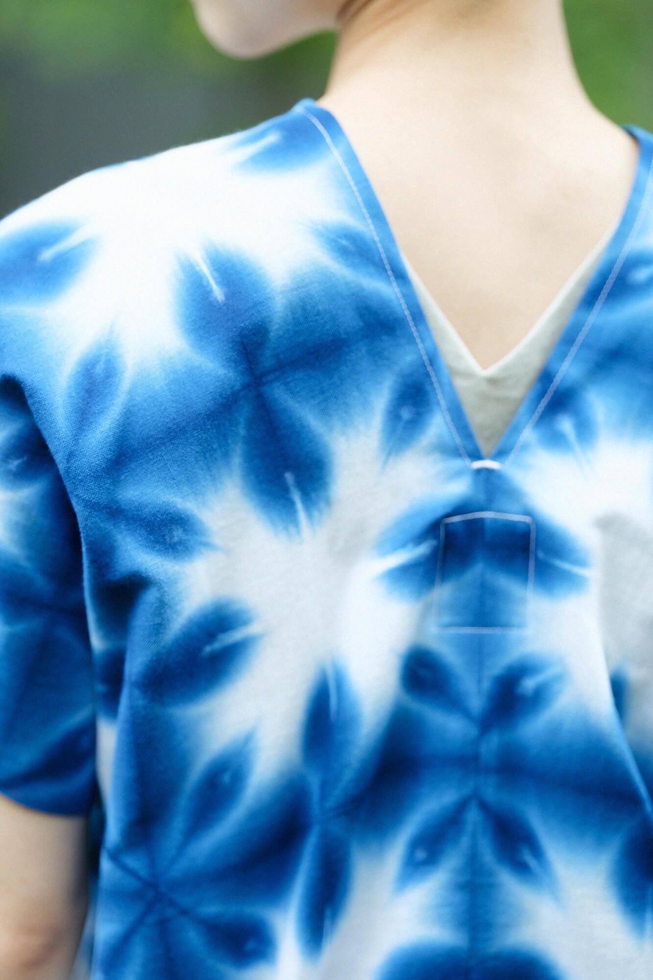 伊勢木棉 有松鳴海紮染 文 方形上衣 拼接/張正 雪花 2