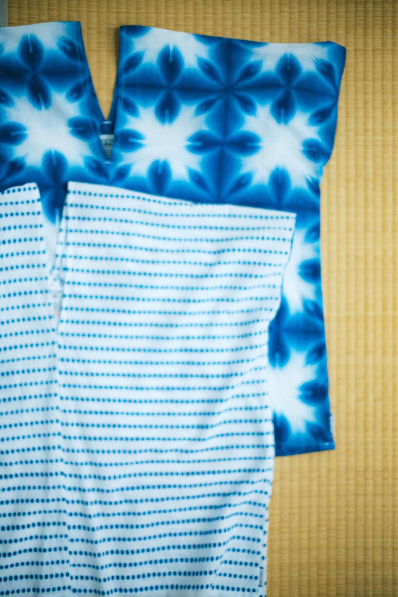 伊勢木棉 有松鳴海紮染 文 方形上衣 拼接/張正 雪花 2