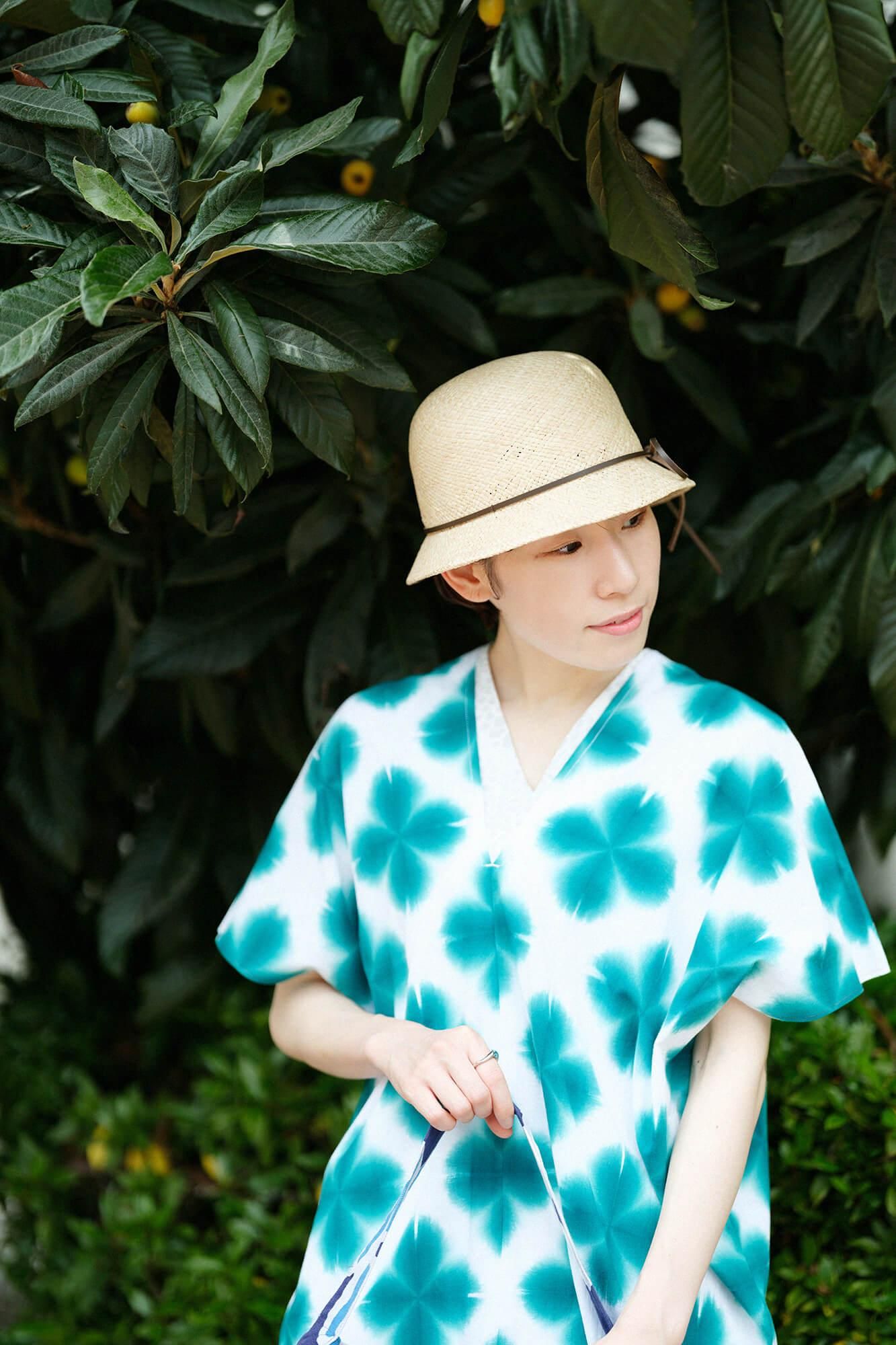 ISE棉花,Arimatsu Narumi Shibori,文字,窗扇,两体,两体,Zhang Zheng,Sekka,绿色3