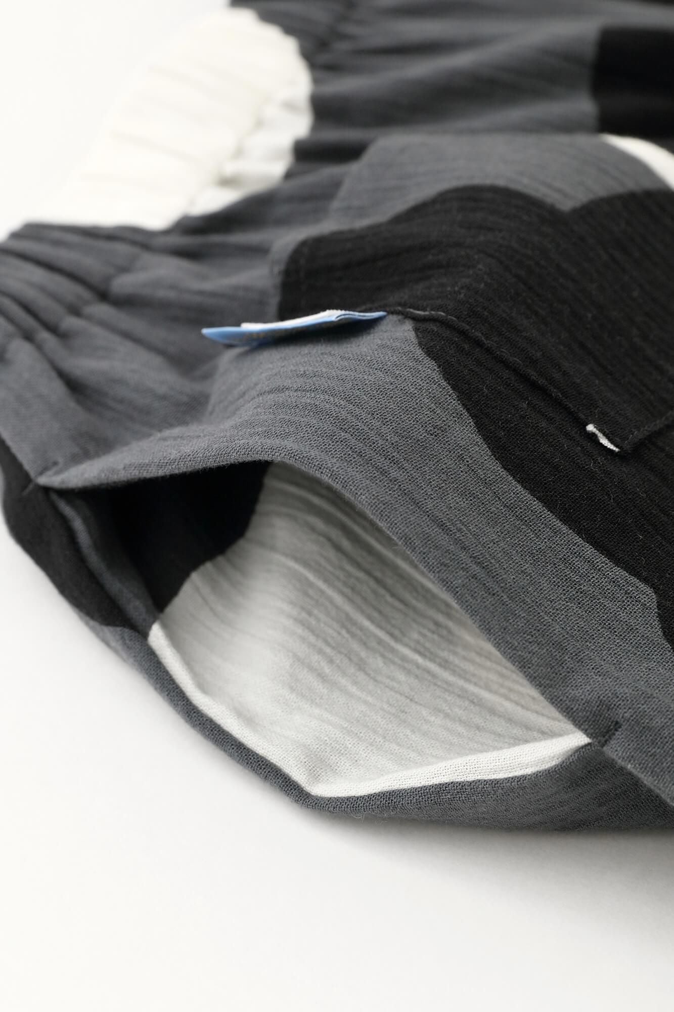 【net限定】高島縮 20/20 広形(ひろなり)もんぺ はぎ丈/ほほえみ 濃灰(こいはい)