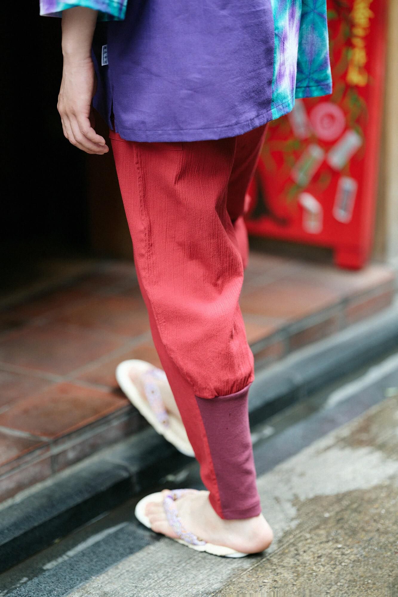 Chizimi Cotton 20/20 Harem Pants / Dark Red