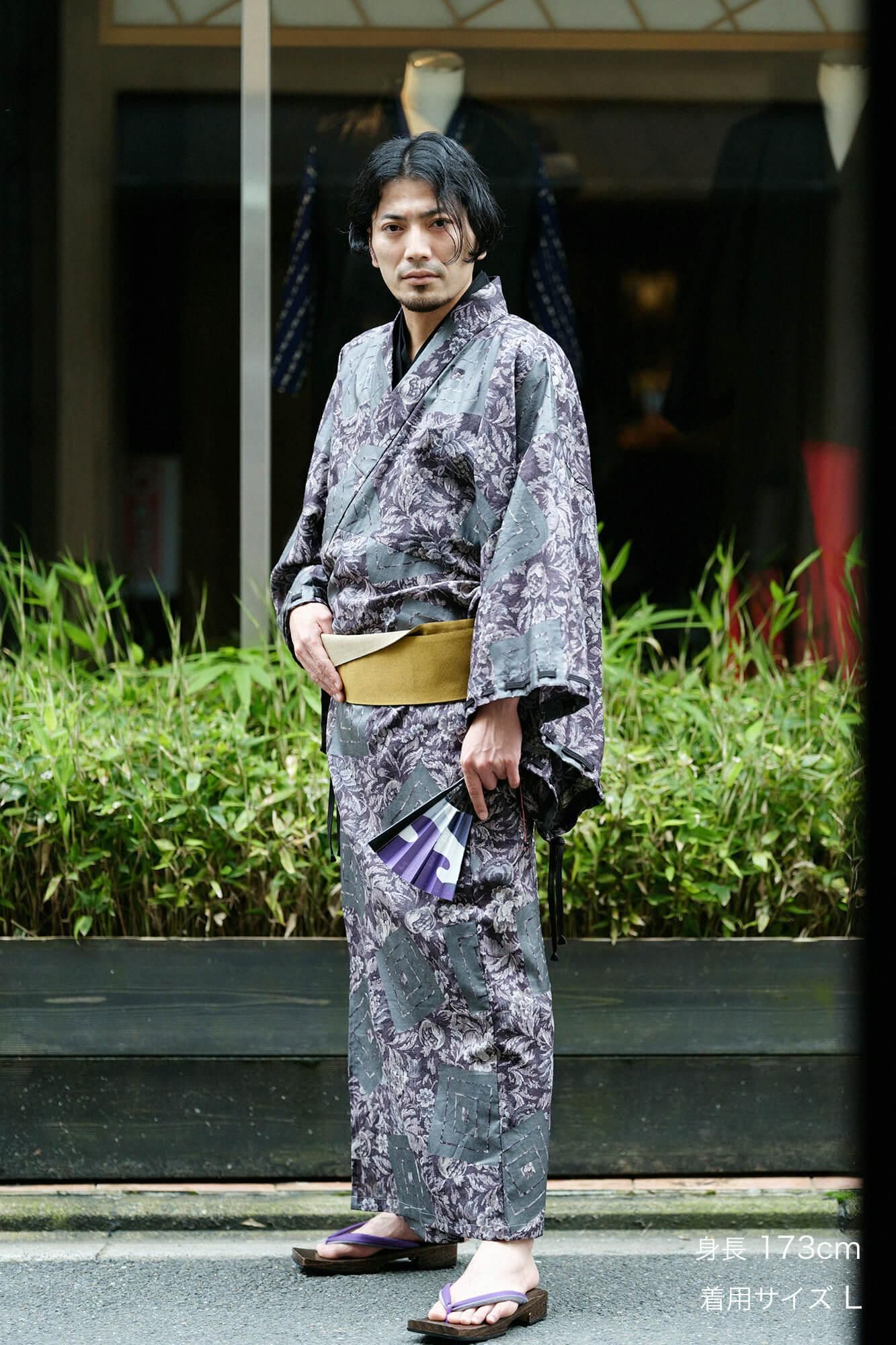 麻 帷子簡易和服(katabira)/唐花和山十八番